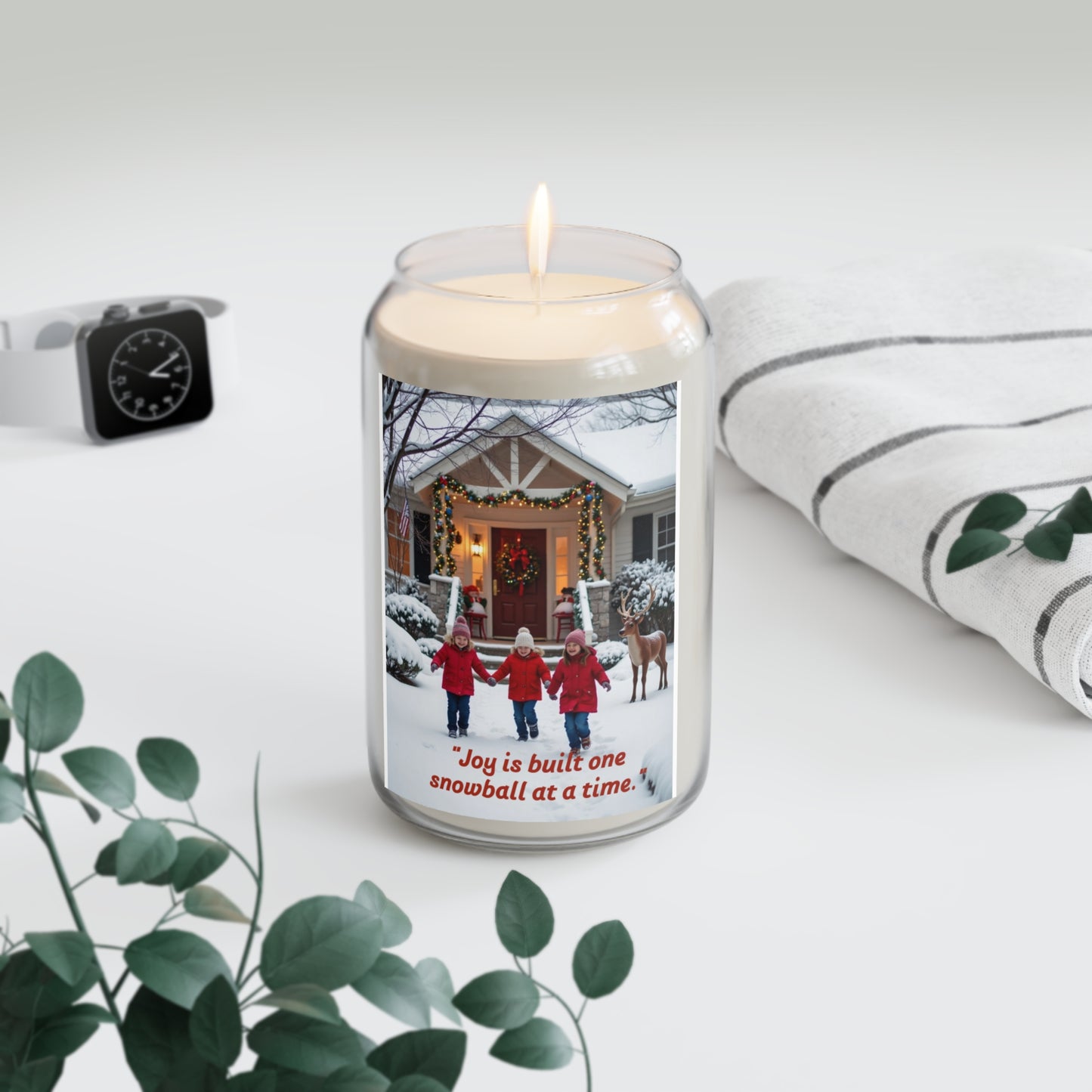 Joyful Snowball Scented Candle, Cozy Home Decor, Holiday Gift, Relaxation, Family Gatherings, Winter Celebrations