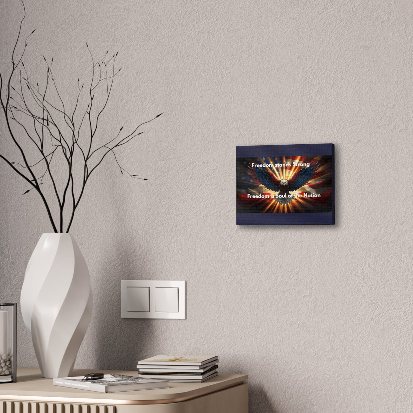 Patriotic Eagle Canvas Print – “Freedom Stands Strong” Wall Art