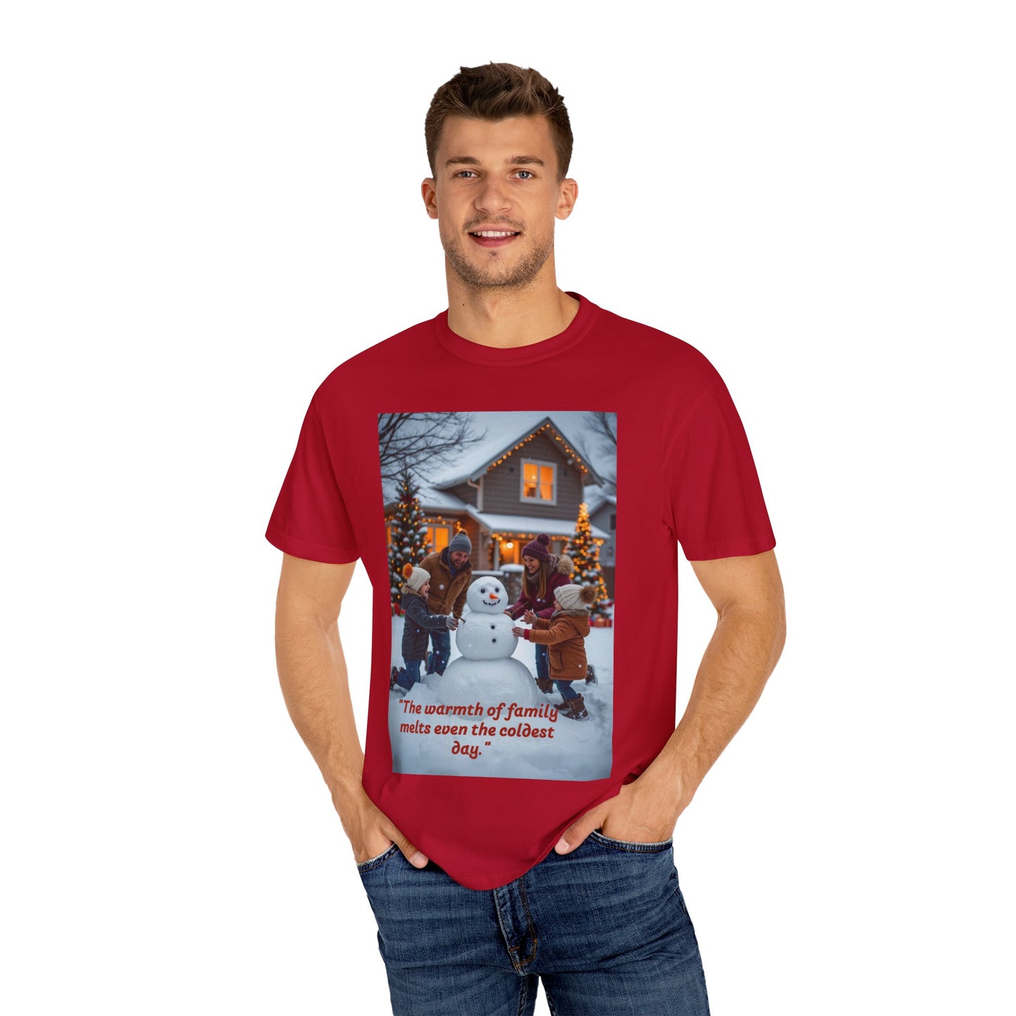 Cozy Family Holiday T-shirt, Warmth of Family Quote Tee, Unisex Winter Shirt, Christmas Gift, Family Gathering Apparel