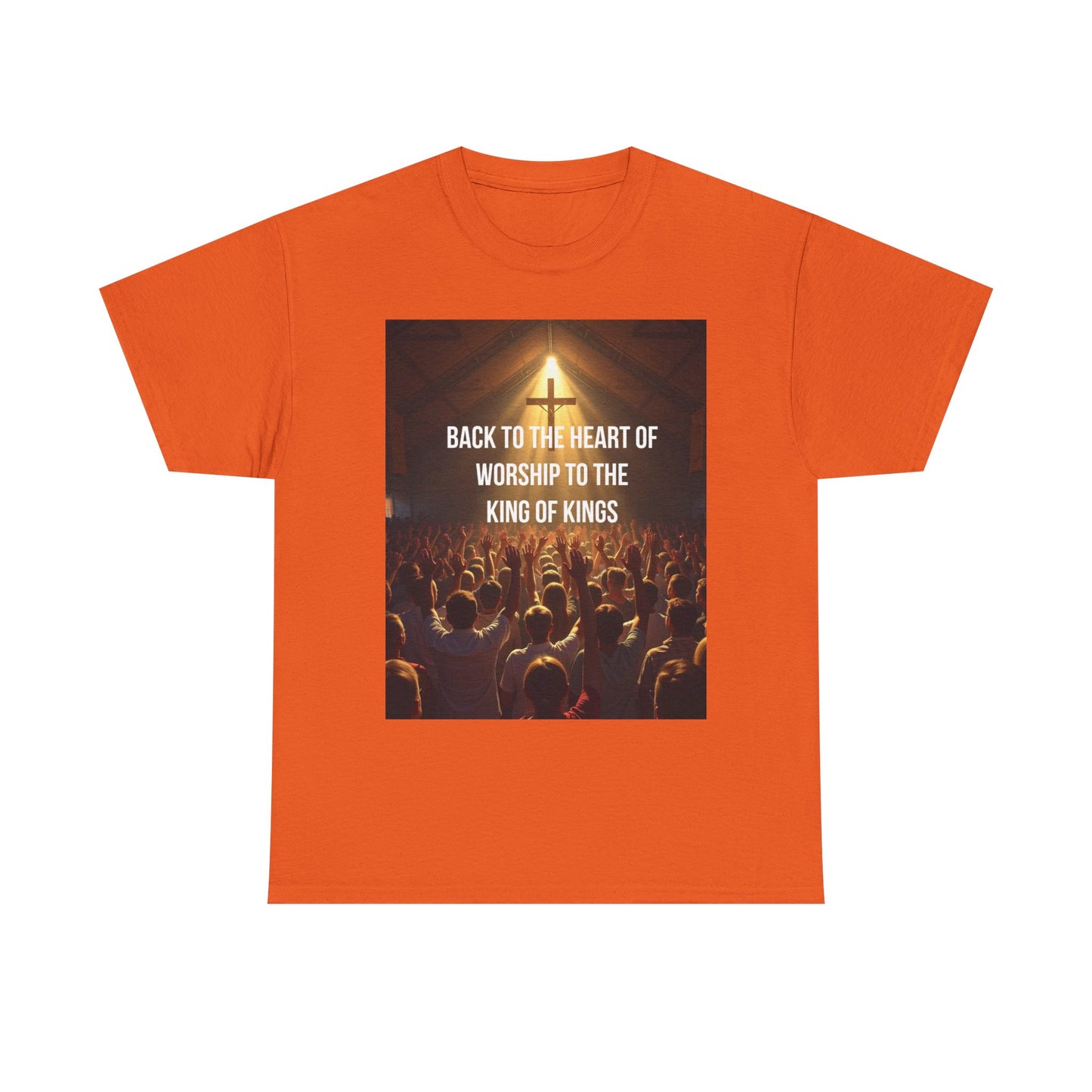 Worship Concert Tee — "Back to the Heart of Worship to the King of Kings" Christian T-Shirt