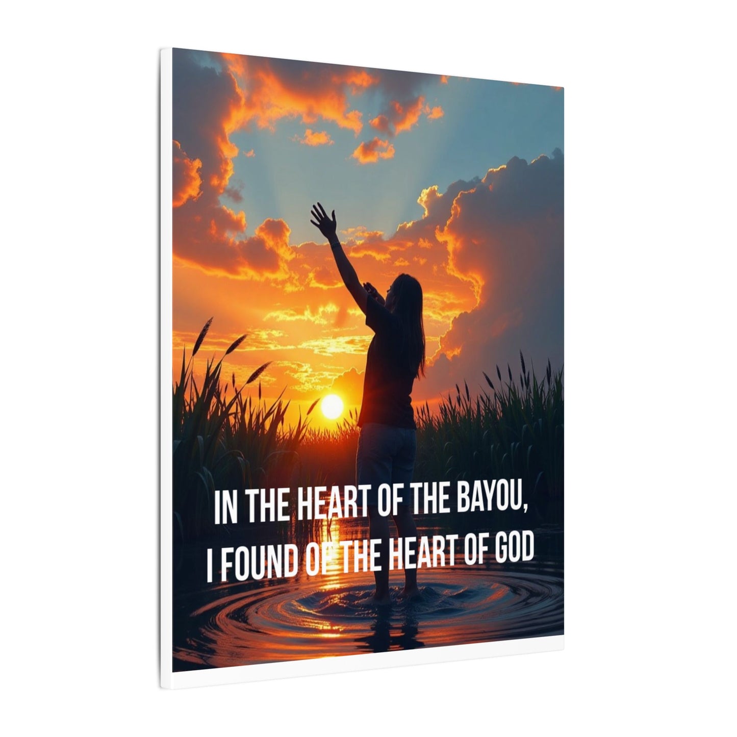 Faith-Inspired Bayou Sunset Canvas - "In the Heart of the Bayou, I Found the Heart of God"