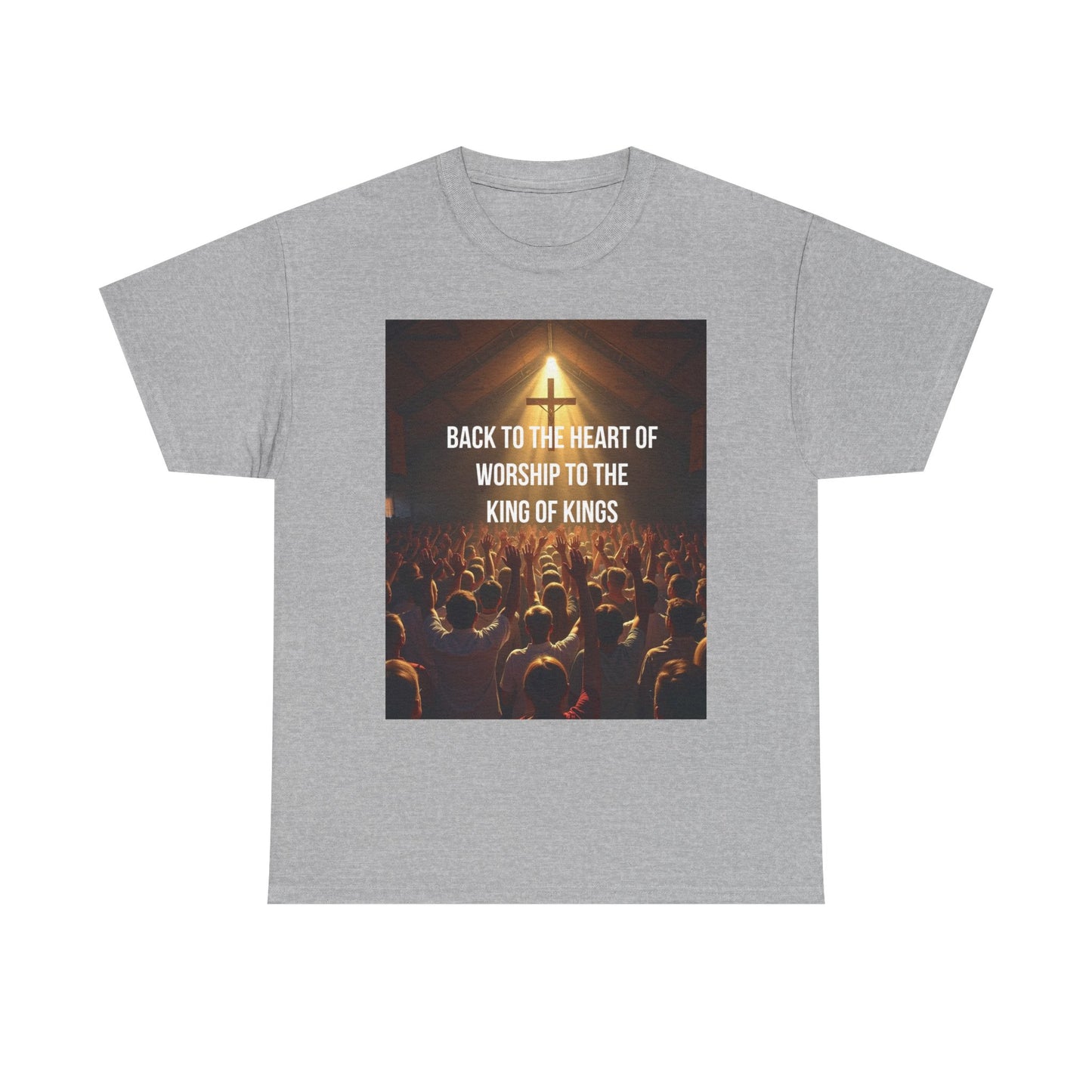 Worship Concert Tee — "Back to the Heart of Worship to the King of Kings" Christian T-Shirt