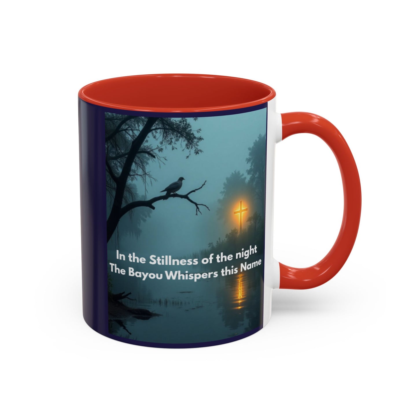 Accent Coffee Mug — Bayou Night Scene with Poetic Quote (11/15oz)
