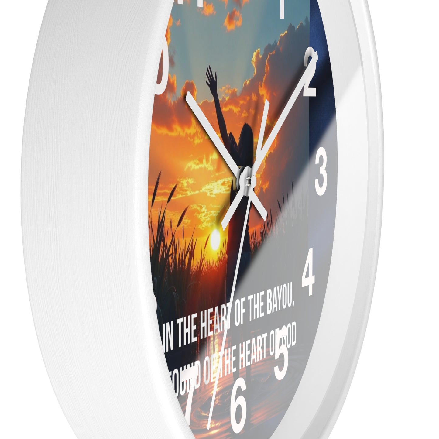 Bayou Sunset Wall Clock — "In the Heart of the Bayou, Found of the Heart of God"