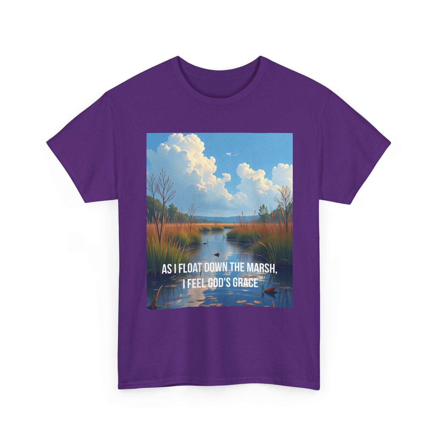 Marsh Landscape Tee — "As I Float Down the Marsh, I Feel God’s Grace"