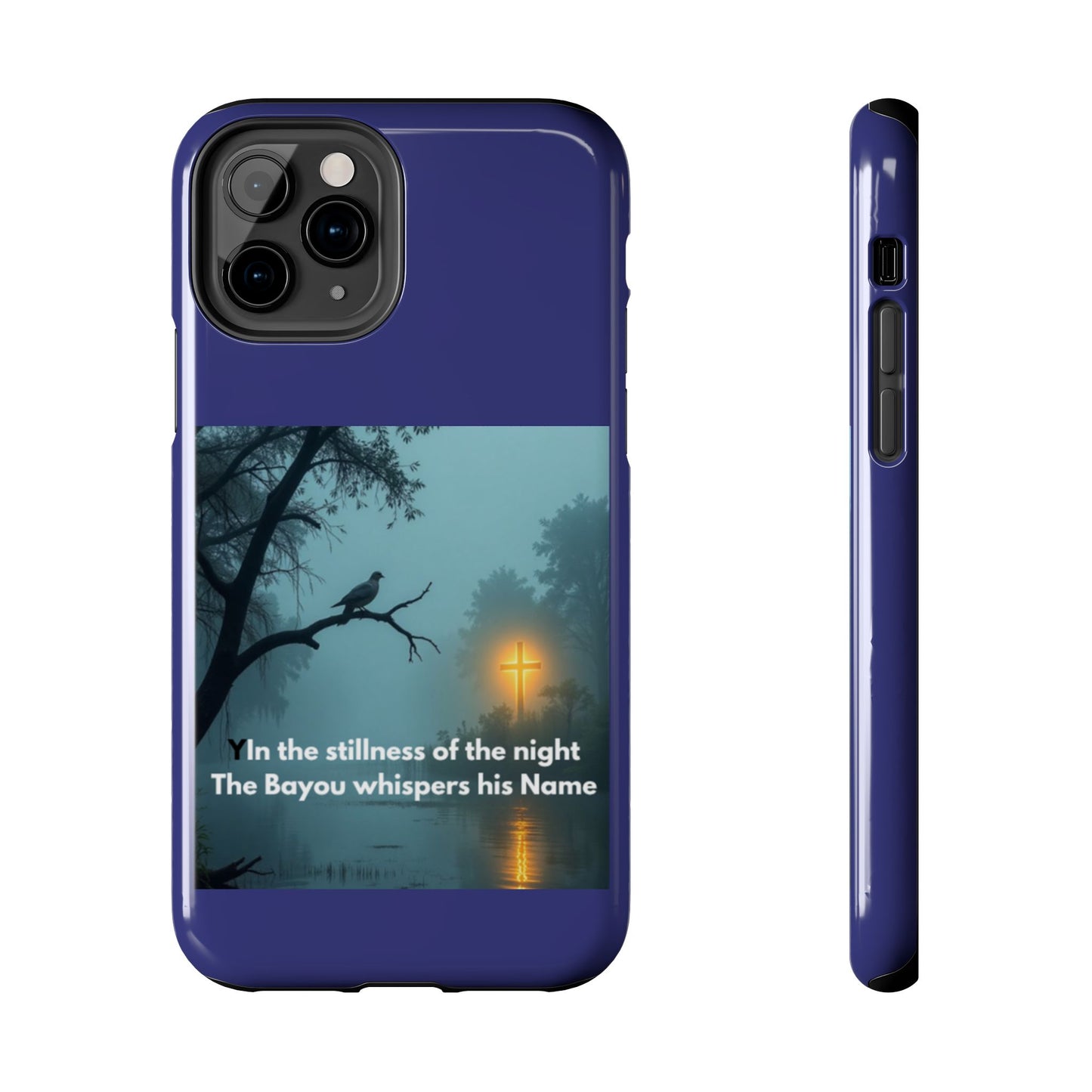 Tough Phone Case — 'In the stillness of the night the Bayou whispers his Name' Moody Bayou Cross Design
