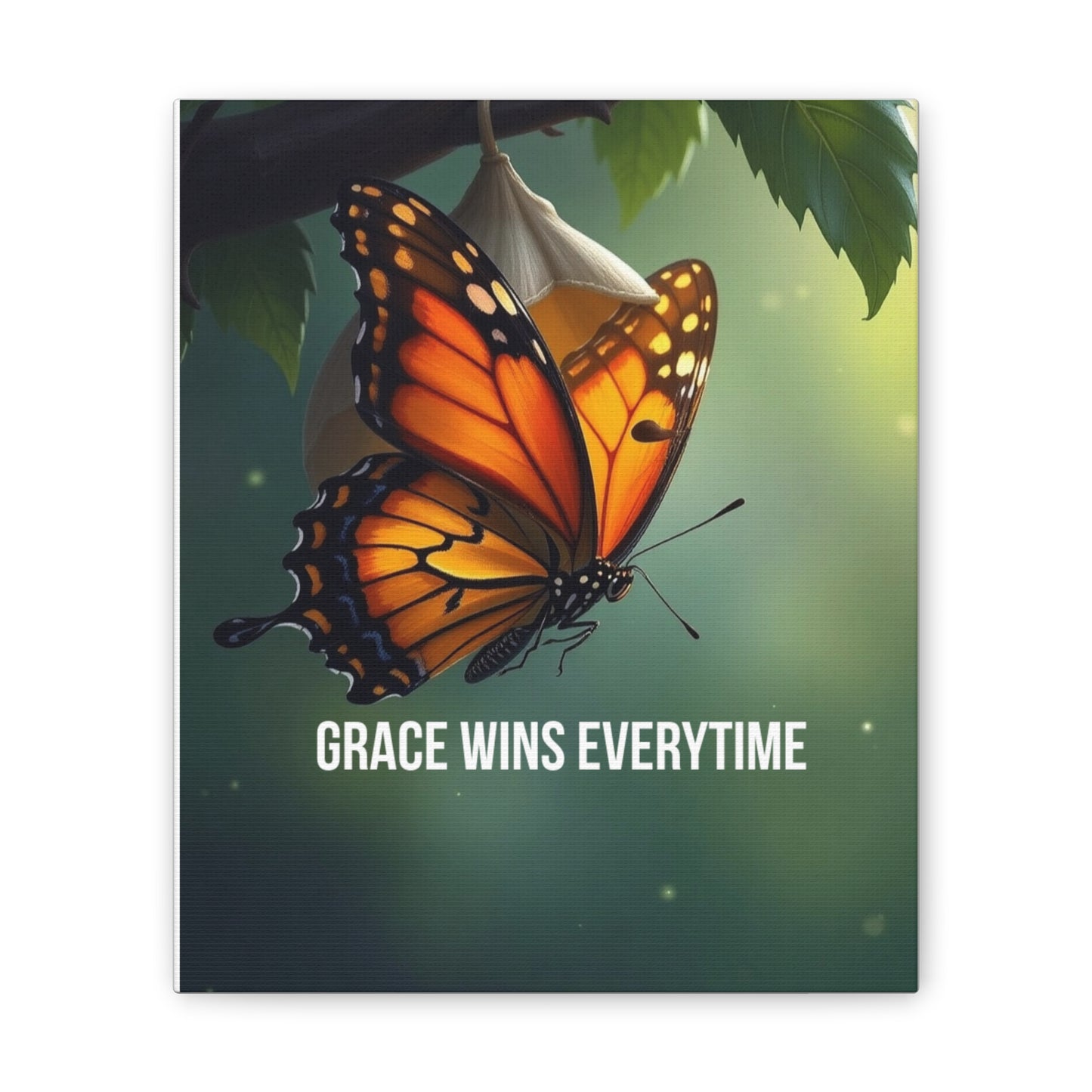 Canvas Print - 'Grace Wins Everytime' Monarch Butterfly Wall Art