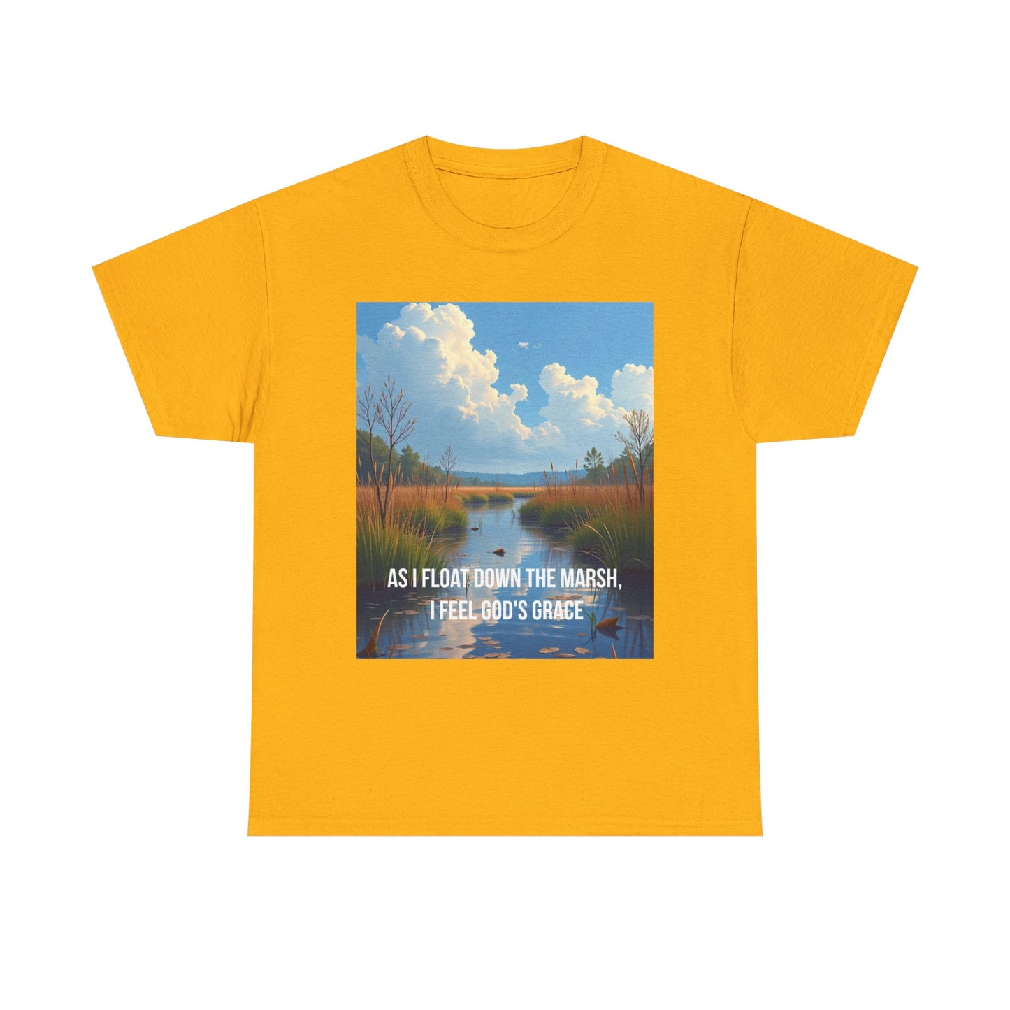 Marsh Landscape Tee — "As I Float Down the Marsh, I Feel God’s Grace"