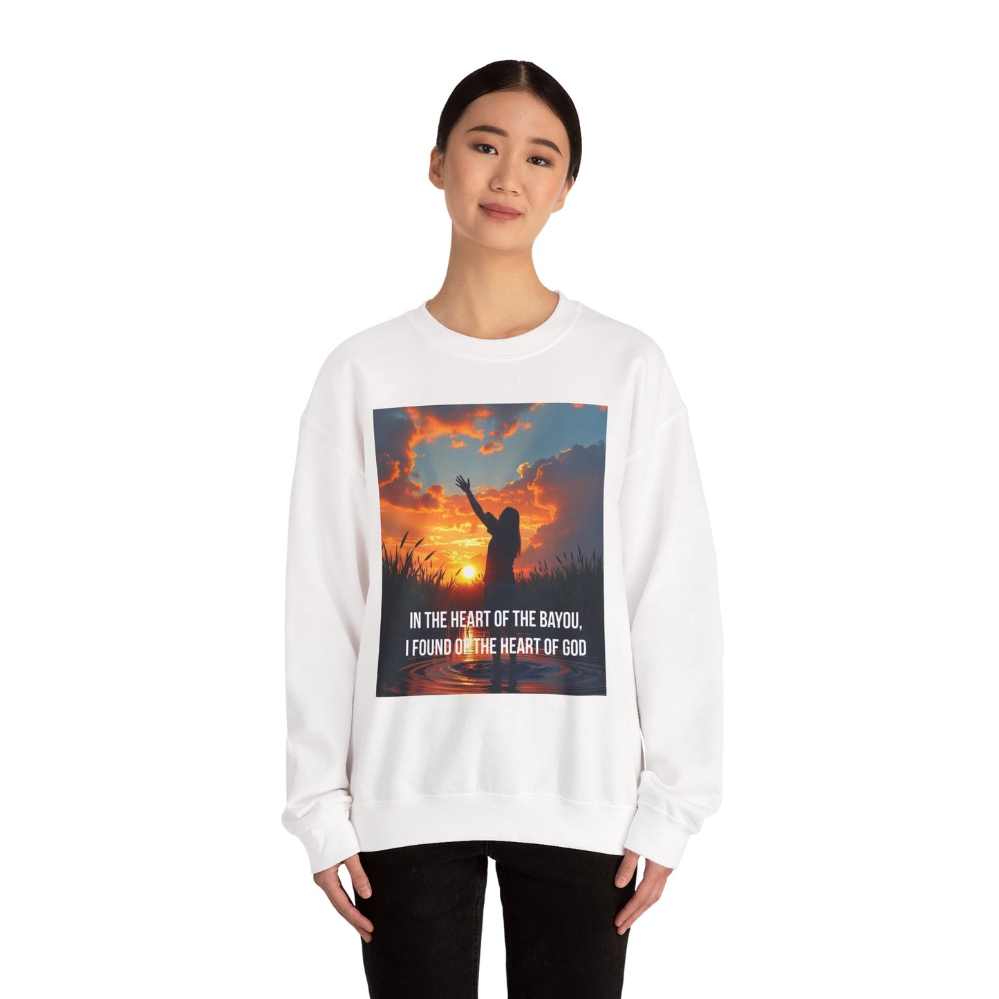 Christian Crewneck Sweatshirt — "In the Heart of the Bayou, I Found the Heart of God"