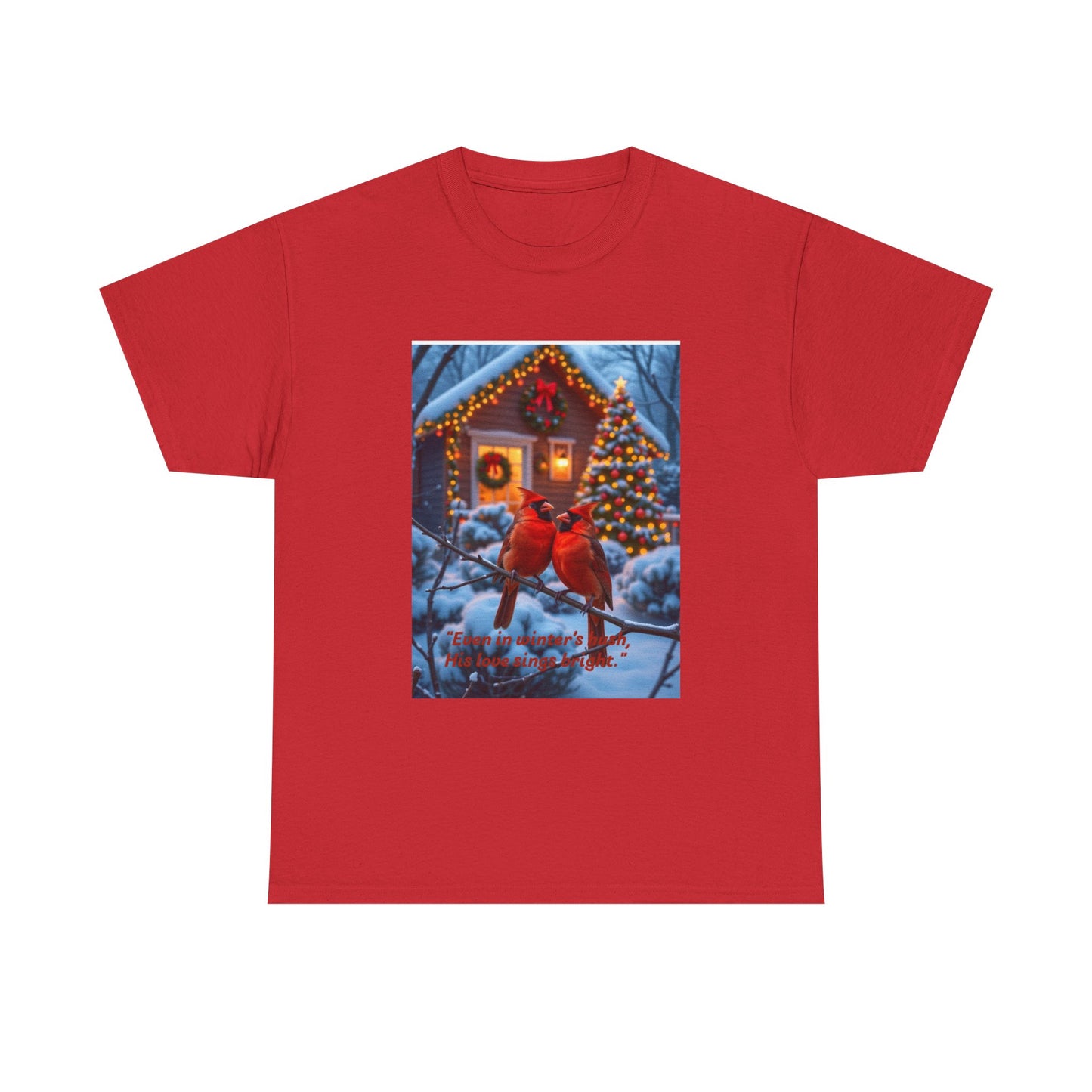 Cozy Winter Tee, Christmas Shirt, Holiday Gift, Unisex Cotton Tee, Winter Vibes, Cardinal T-Shirt