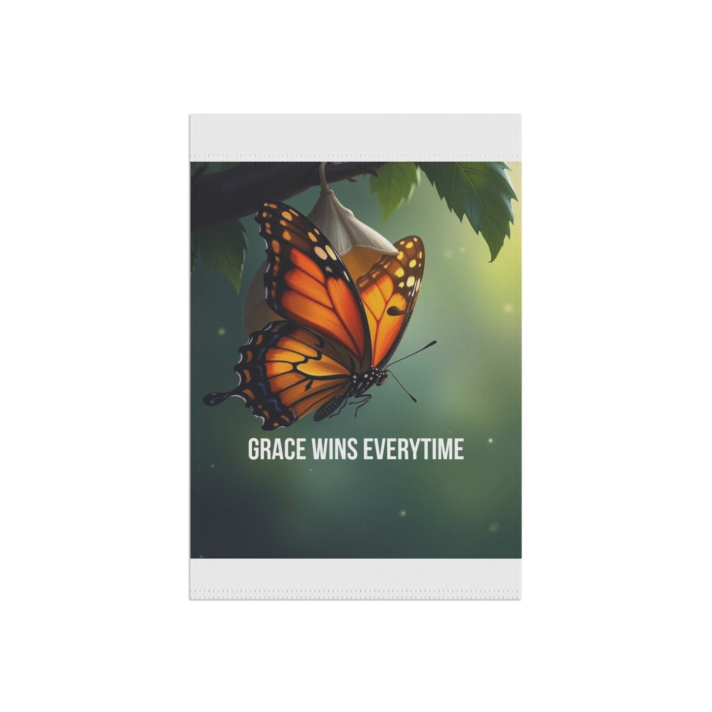 Butterfly Garden Banner — "Grace Wins Everytime" Decorative Yard Flag