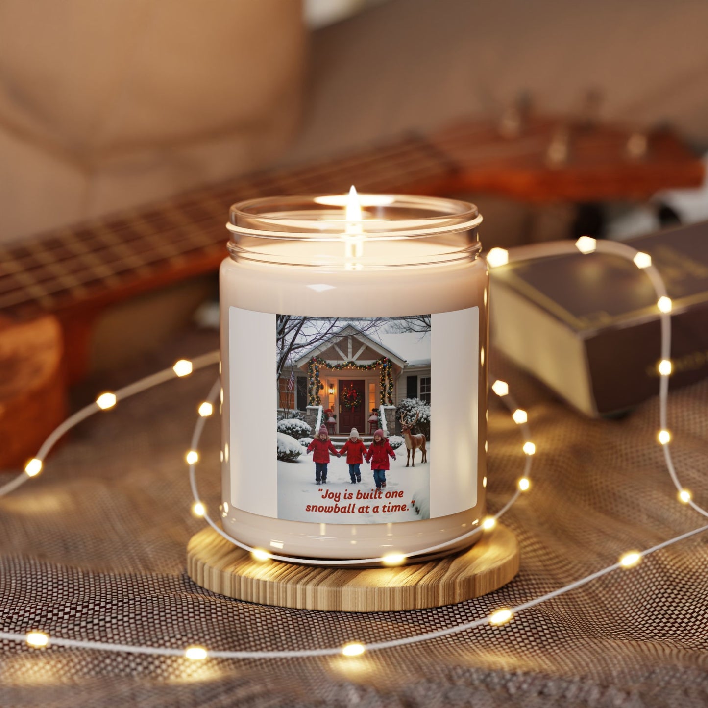 Joyful Holiday Scented Soy Candle, 9oz - Cozy Winter Decor, Christmas Gift, Home Fragrance, Relaxation Candle, Festive Atmosphere