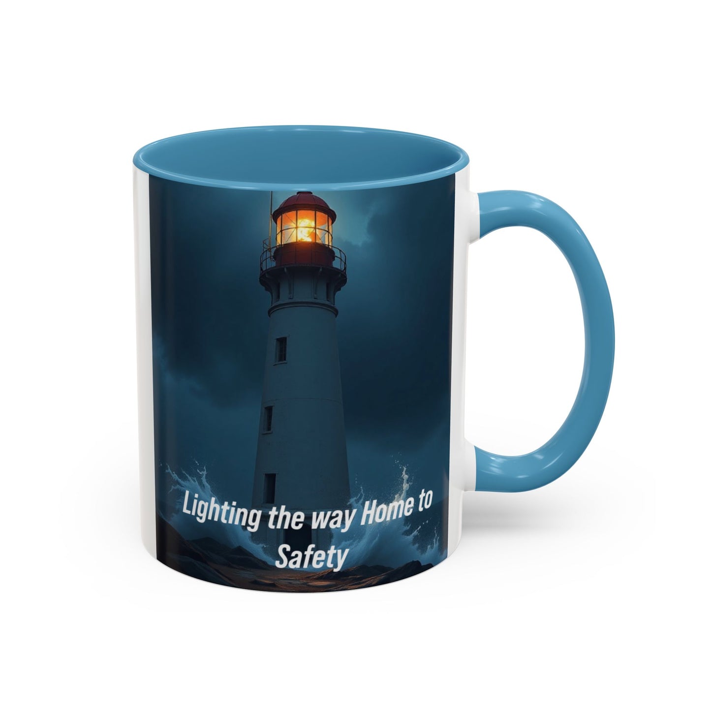Lighthouse Coffee Mug - "Lighting the Way Home to Safety" Accent Mug