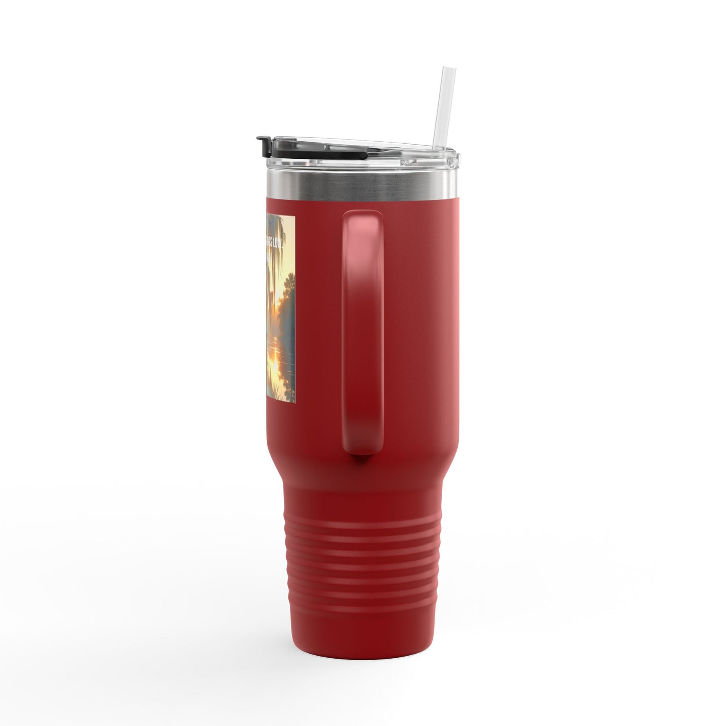 40oz Insulated Travel Mug — Tropical Sunset Faith Design