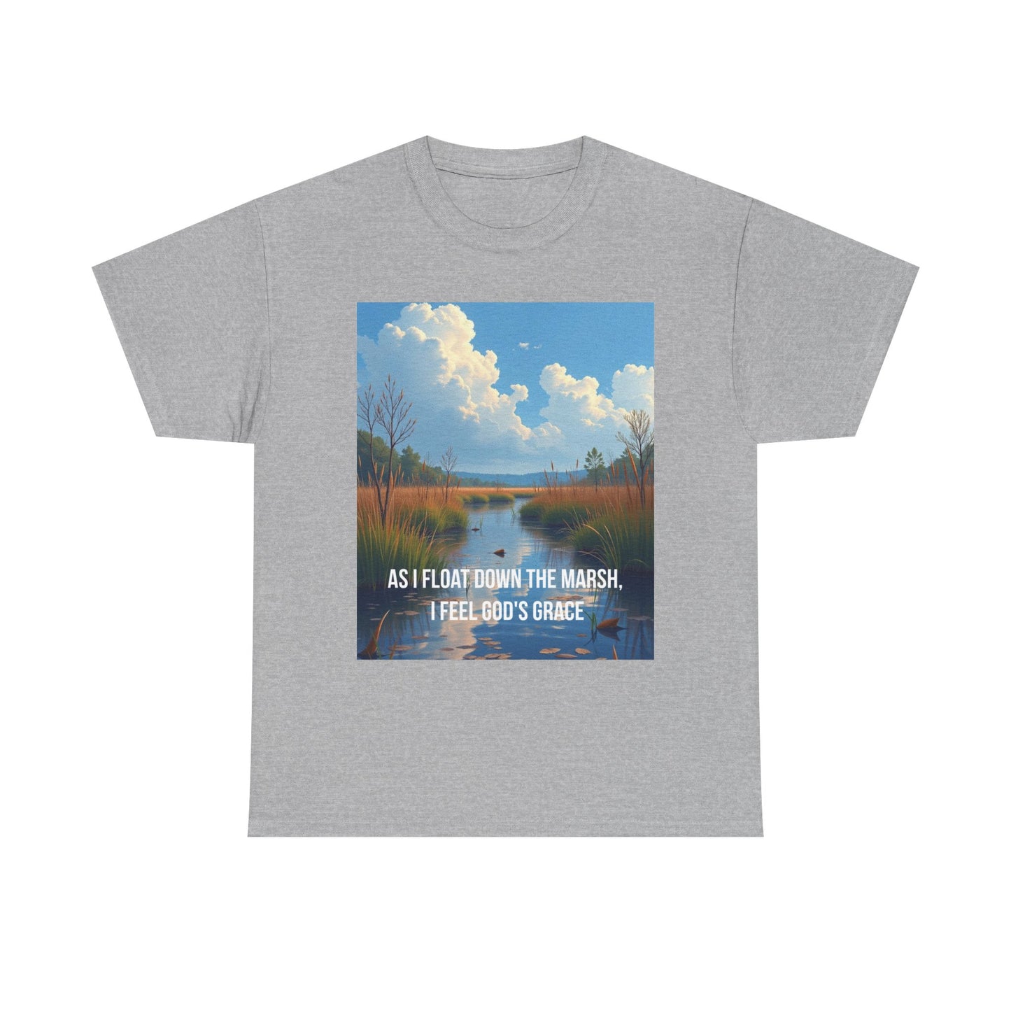 Marsh Landscape Tee — "As I Float Down the Marsh, I Feel God’s Grace"