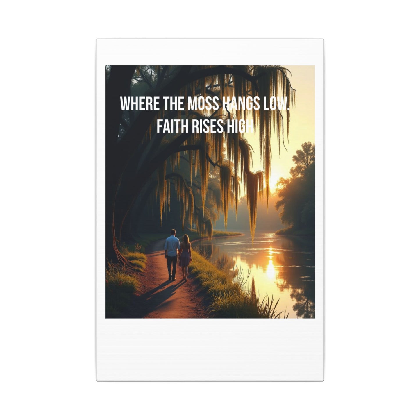 Canvas Wall Art - "Faith Rises High" Romantic Sunset Couple by River