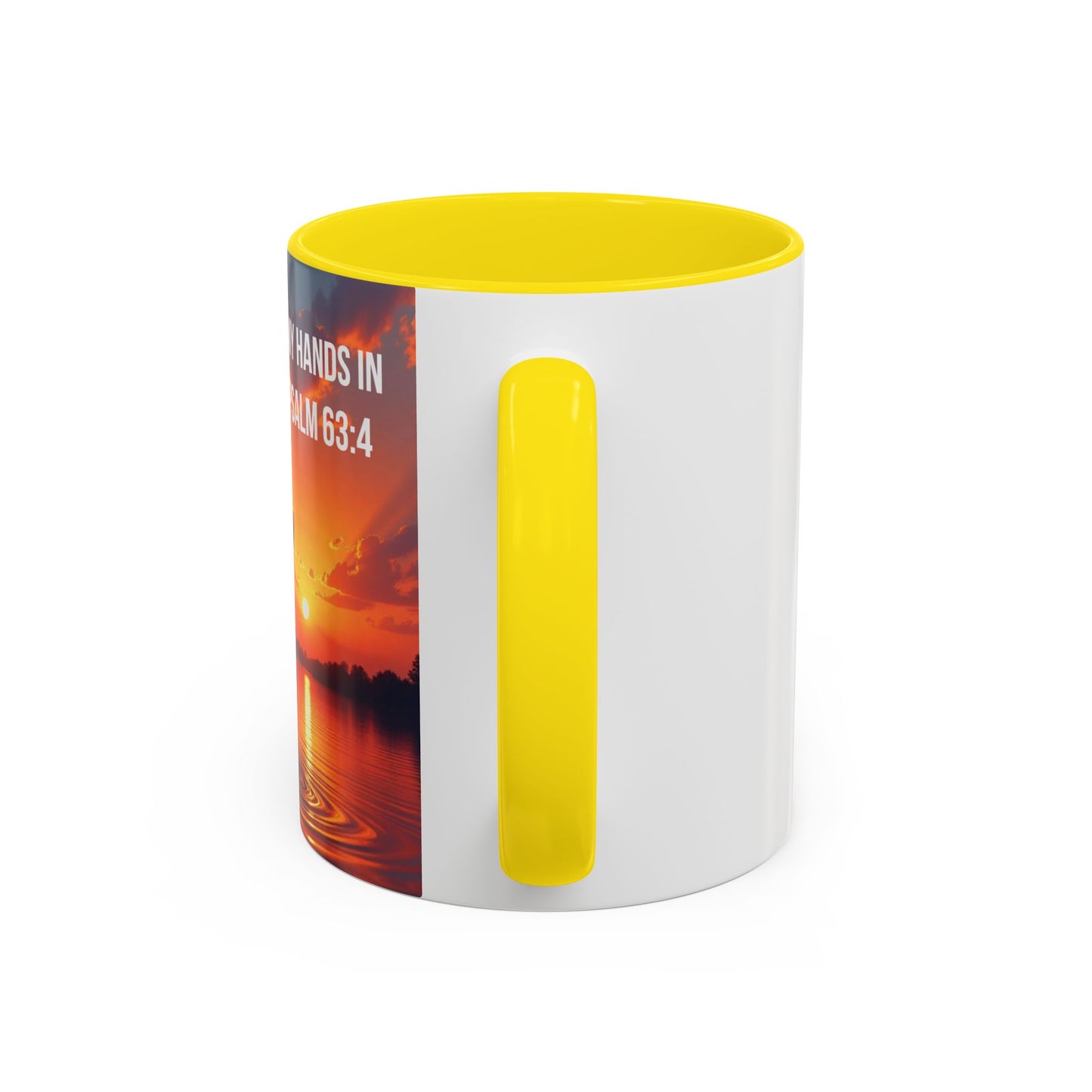 Psalm 63:4 Coffee Mug — "I Will Lift Up My Hands in Your Name" Inspirational Accent Mug