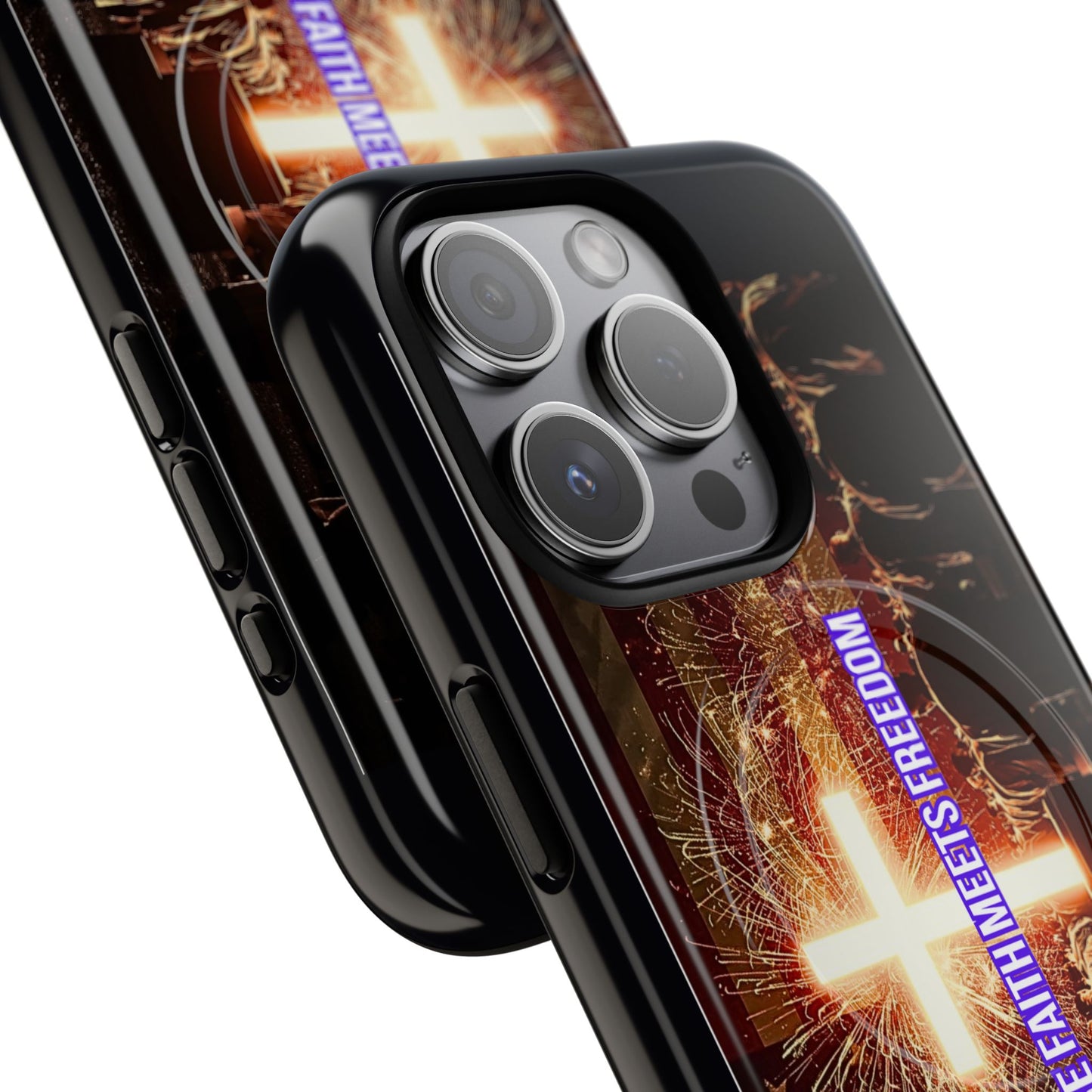 Christian Cross Phone Case - "Where Faith Meets Freedom" Tough Magnetic Case