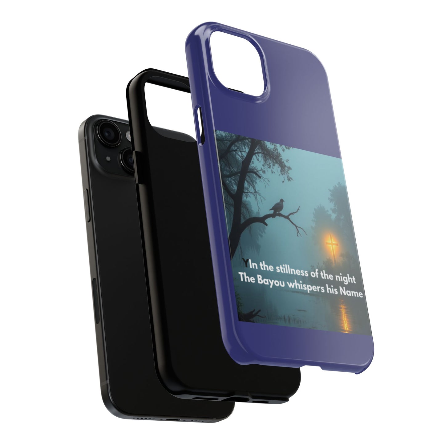 Tough Phone Case — 'In the stillness of the night the Bayou whispers his Name' Moody Bayou Cross Design