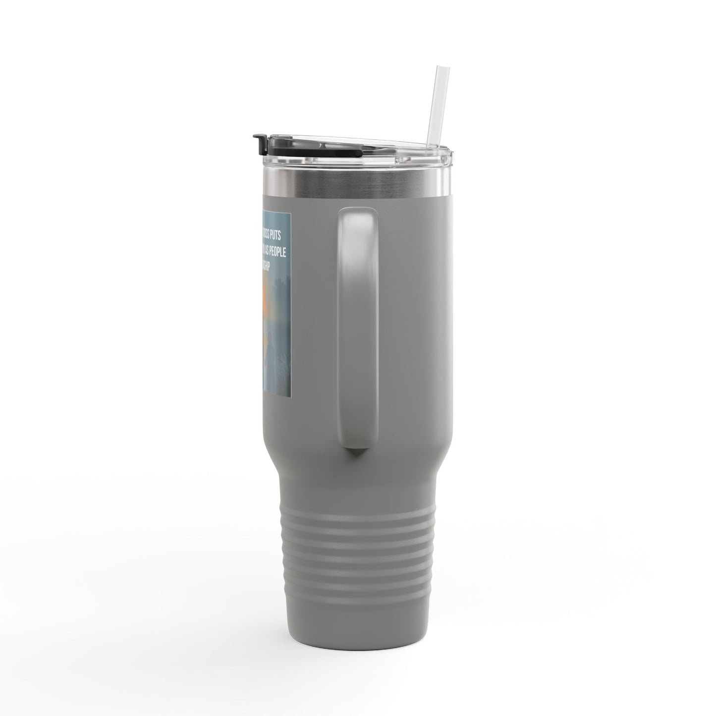 40oz Insulated Travel Mug — Inspirational Cross Light Prayer Design