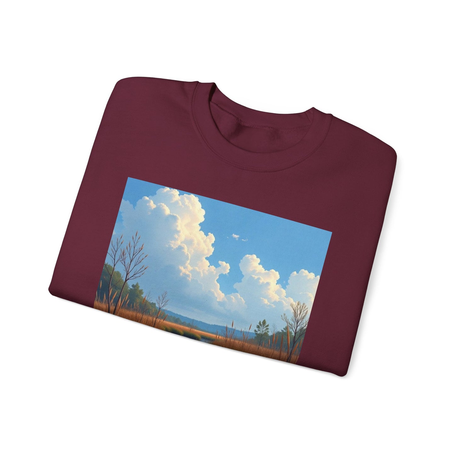 Sweatshirt — Marsh Scene with Lyrics "As I Float Down the Marsh, I Feel God's Grace"