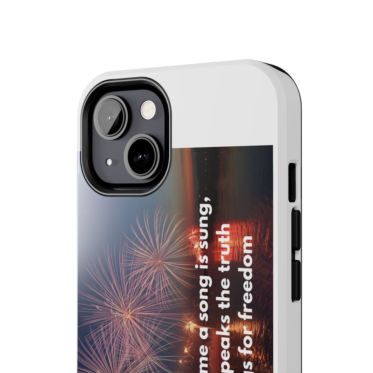 Patriotic Fireworks Tough Phone Case — "Freedom" Quote Protective Cover