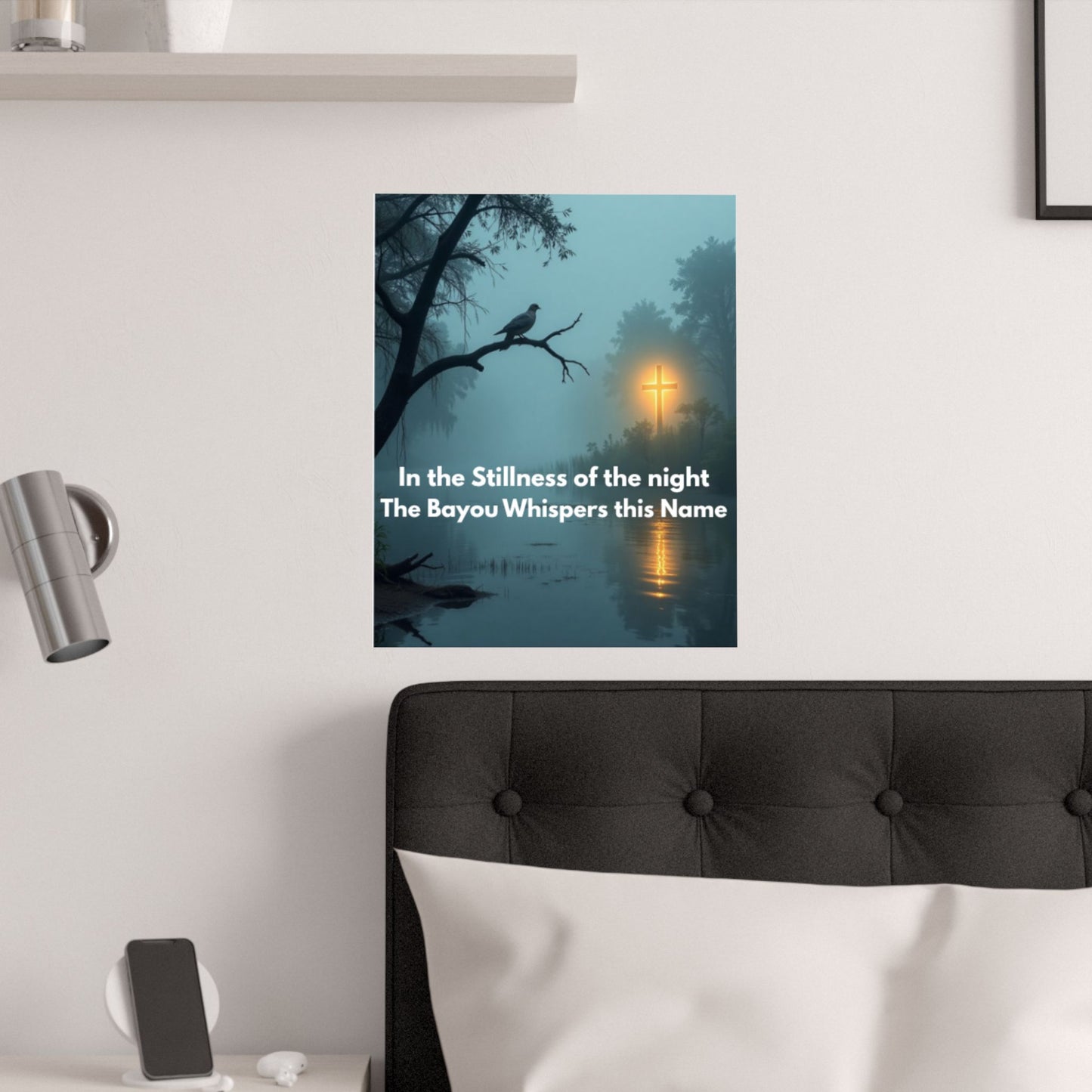 Satin Poster – "In the Stillness of the Night" Bayou Cross Wall Art