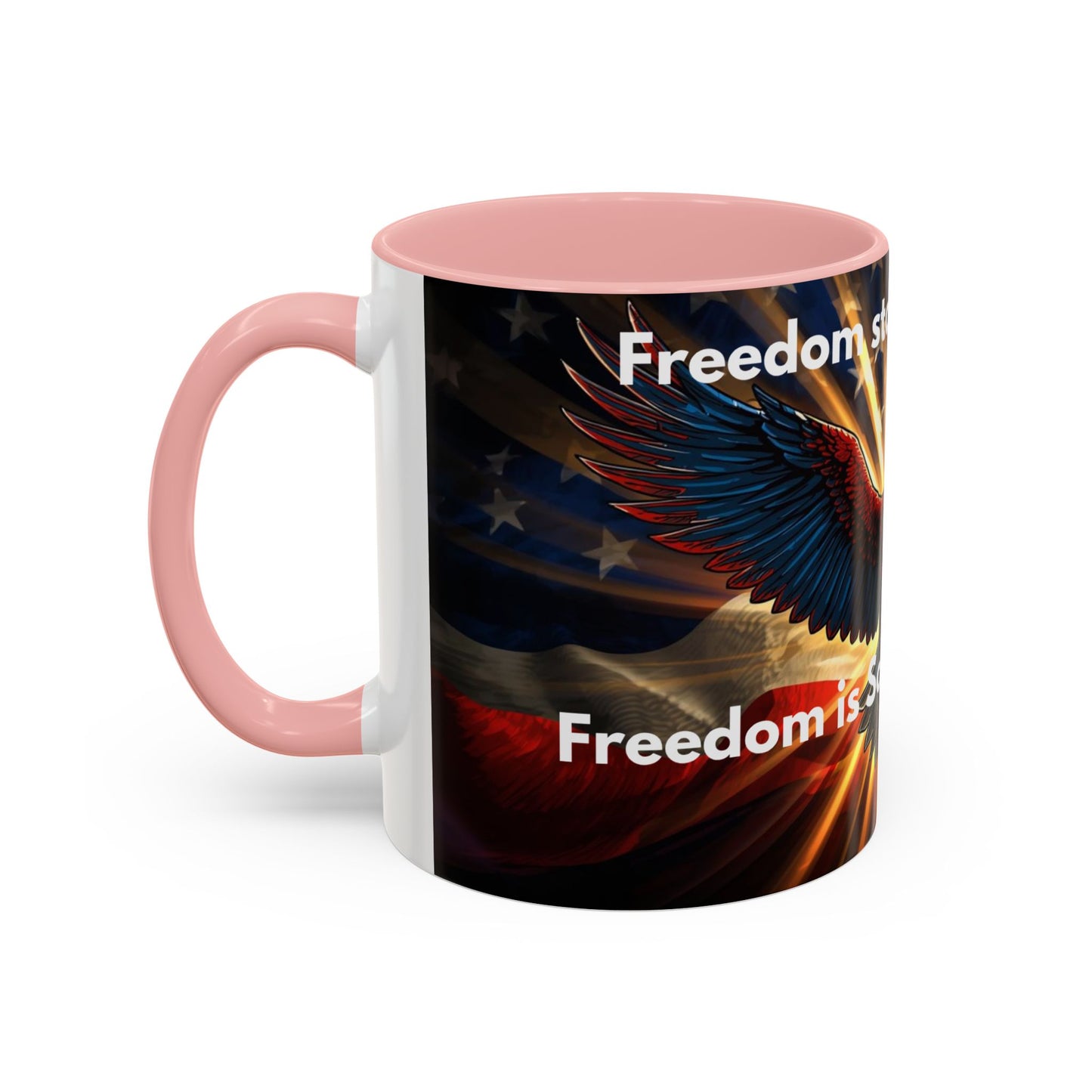Patriotic Eagle Coffee Mug — "Freedom Stands Strong" Accent 11/15oz