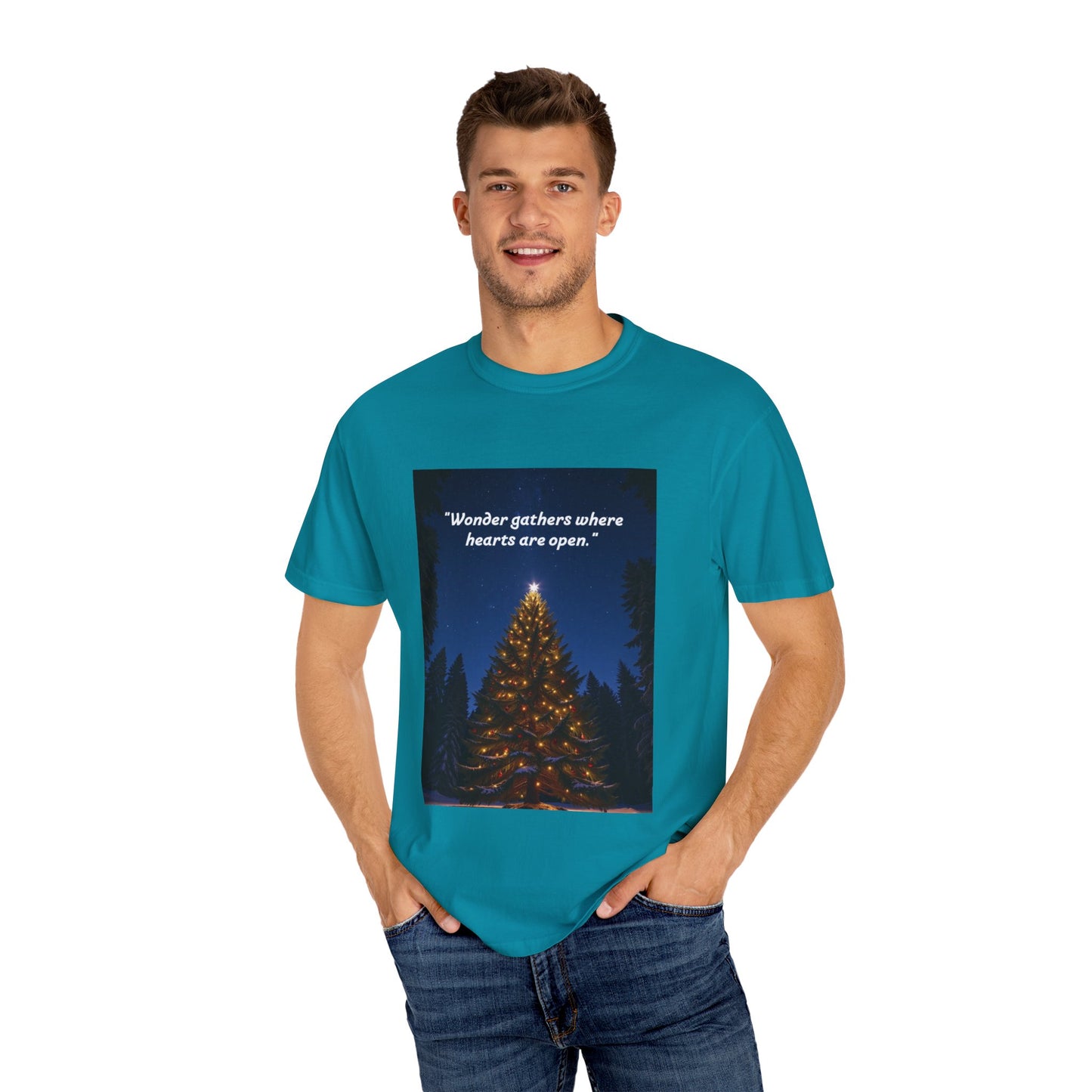 Garment-Dyed T-Shirt with Inspirational Quote, Cozy Christmas Tee, Casual Unisex Holiday Shirt, Gift for Friends and Family, Seasonal Wear
