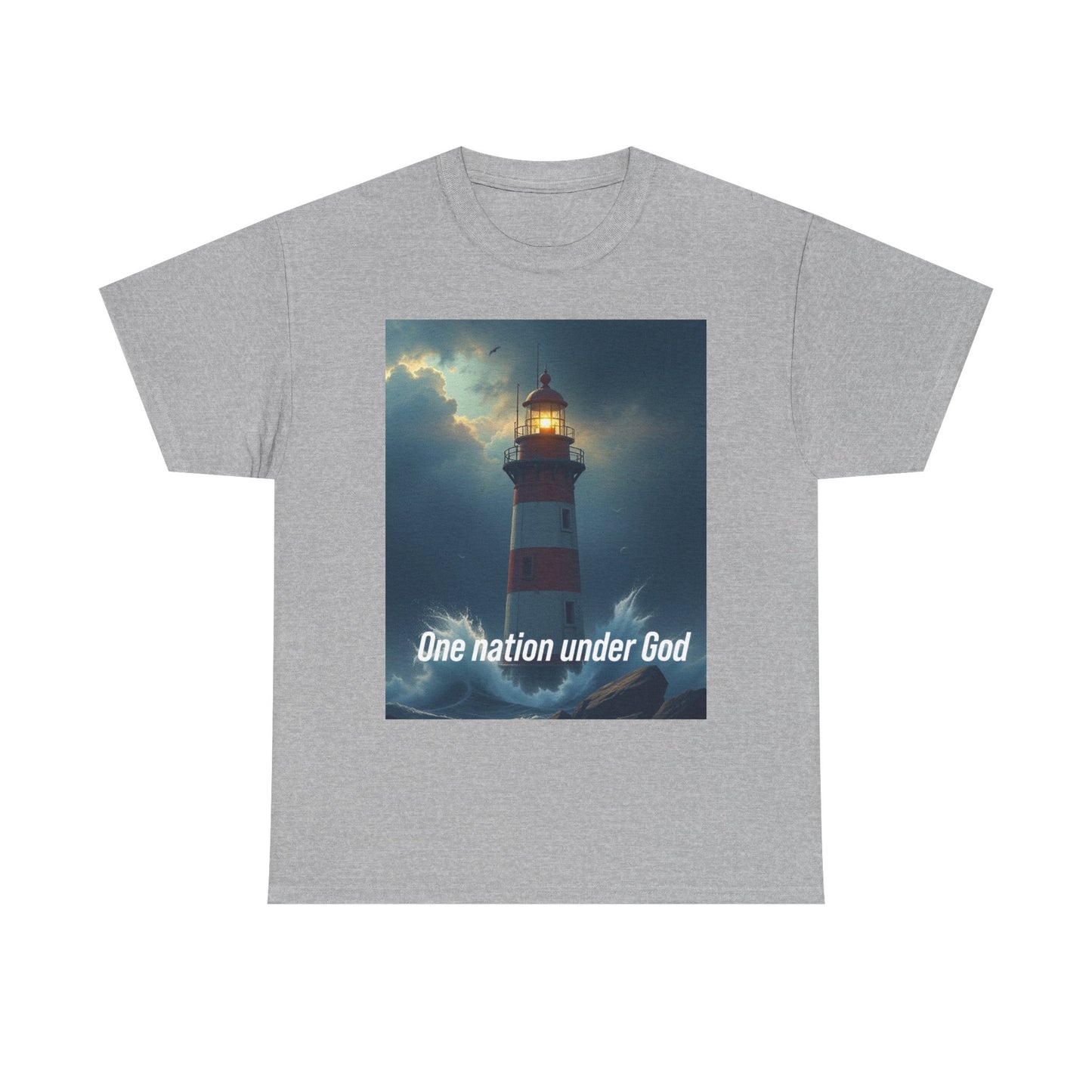Lighthouse 'One Nation Under God' Tee — Patriotic Faith Graphic T-Shirt