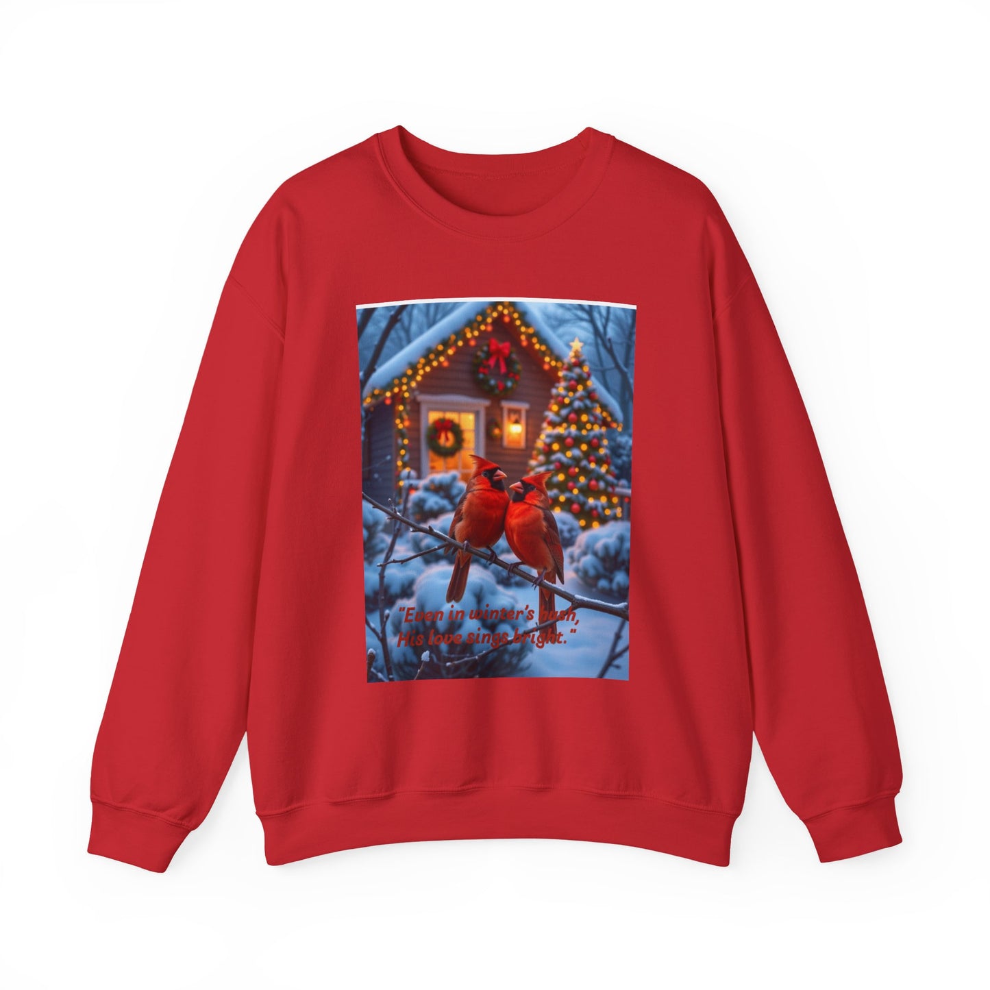 Cozy Holiday Sweatshirt with Cardinal Design, Christmas Gift, Winter Layering, Unisex Crewneck, Seasonal Apparel