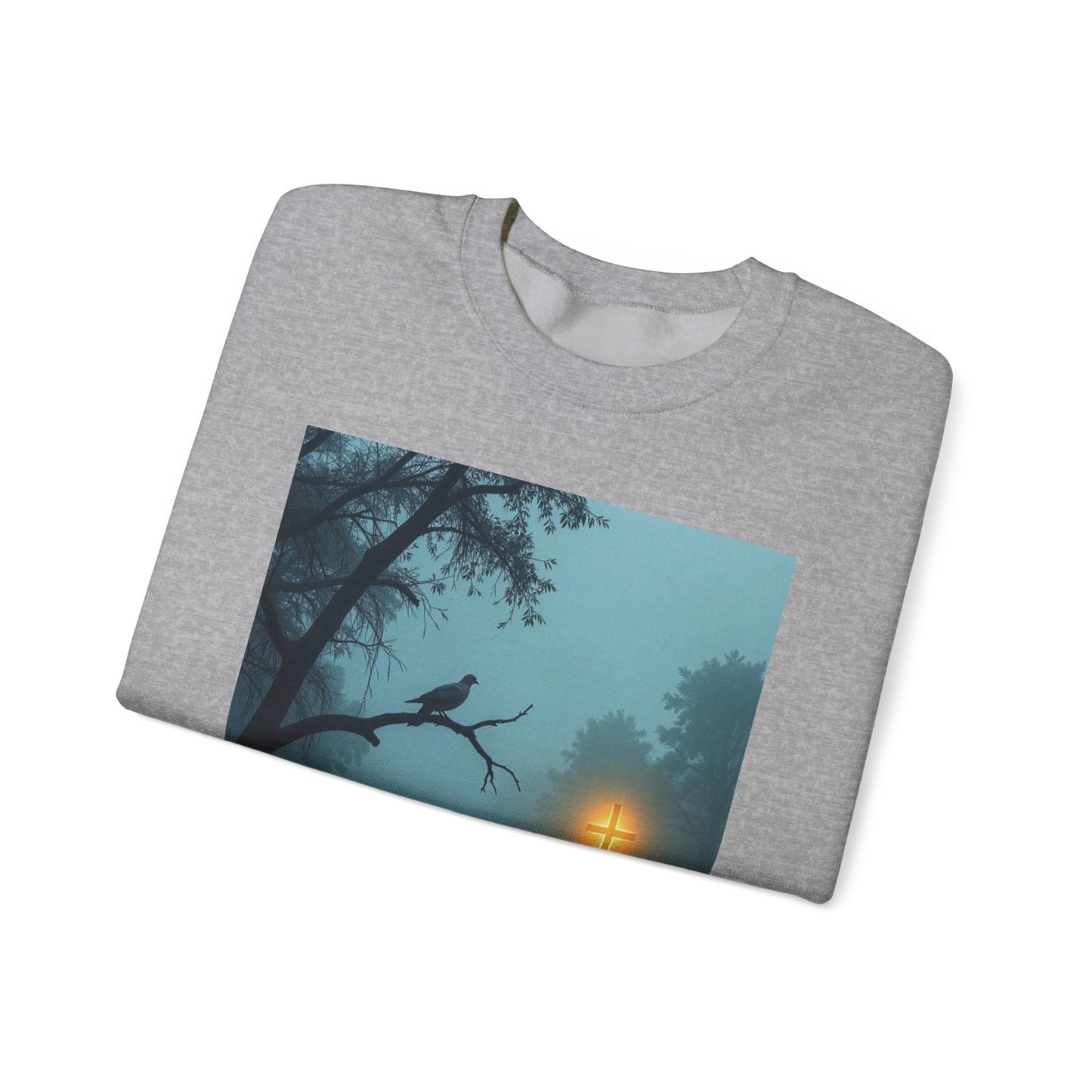 Christian Sweatshirt - "The Cross Stands Tall Over Every Storm" Inspirational Crewneck
