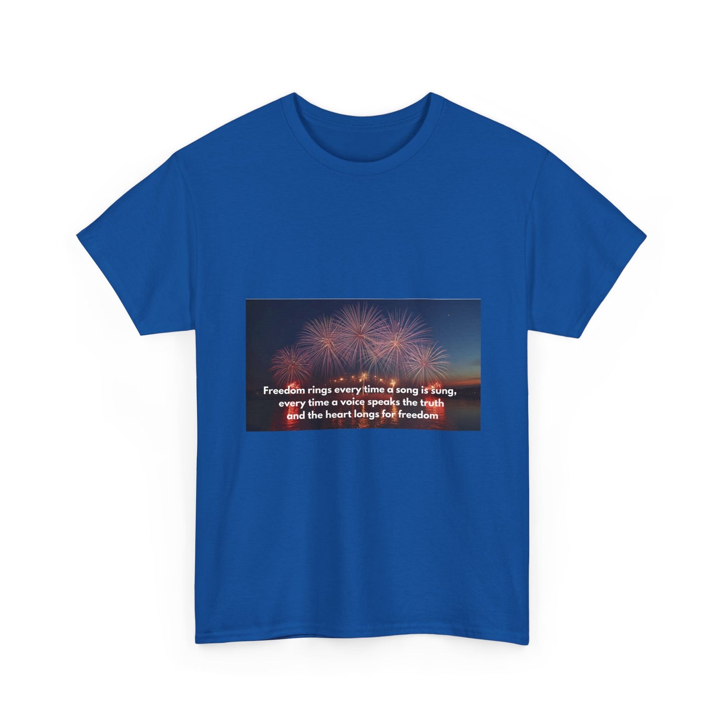 T-Shirt — Patriotic Fireworks Tee with 'Freedom Rings' Quote
