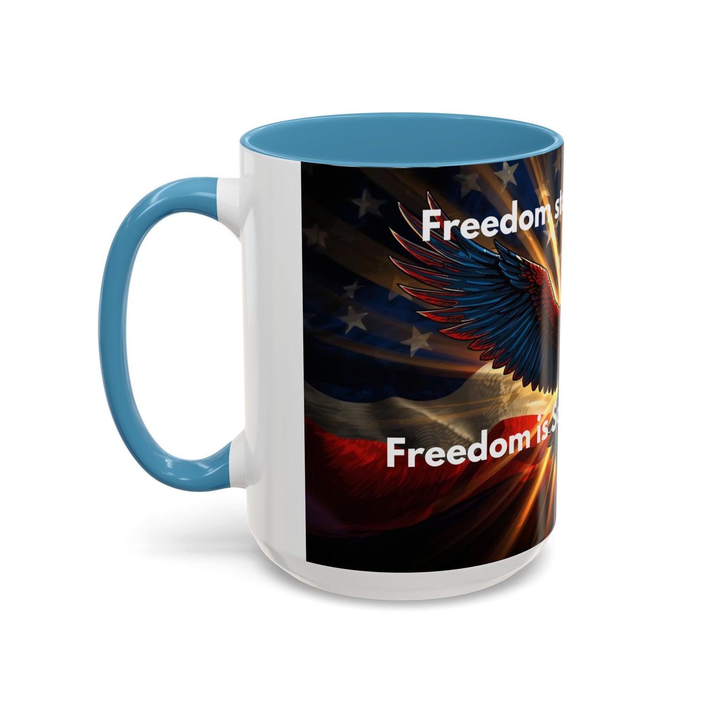 Patriotic Eagle Coffee Mug — "Freedom Stands Strong" Accent 11/15oz