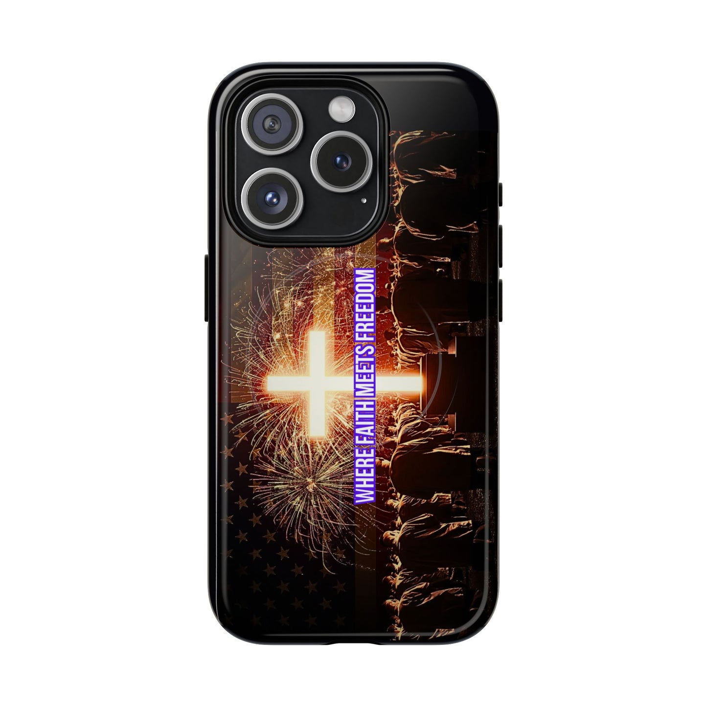 Christian Cross Phone Case - "Where Faith Meets Freedom" Tough Magnetic Case
