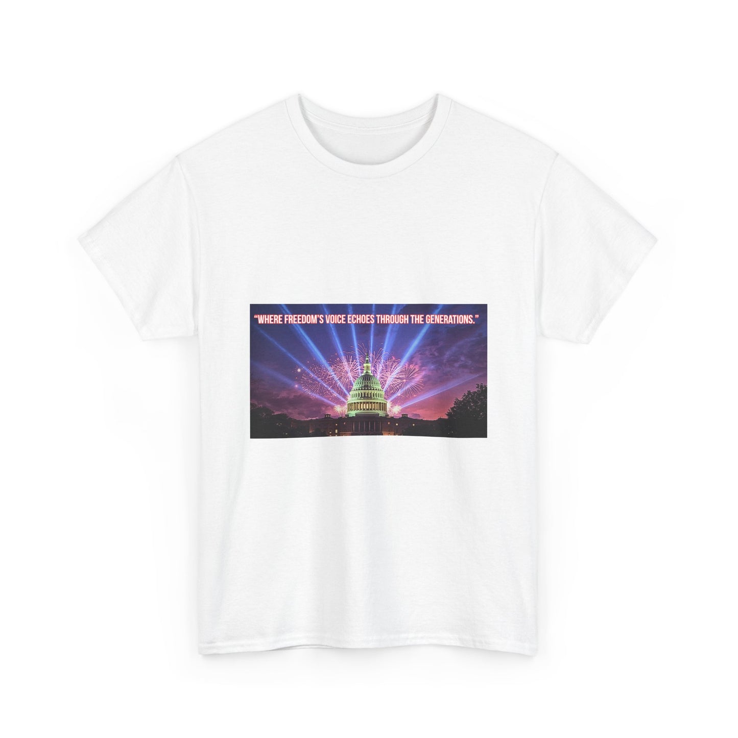 T-Shirt — Capitol Lights Design with 'When Freedom's Voice' Text