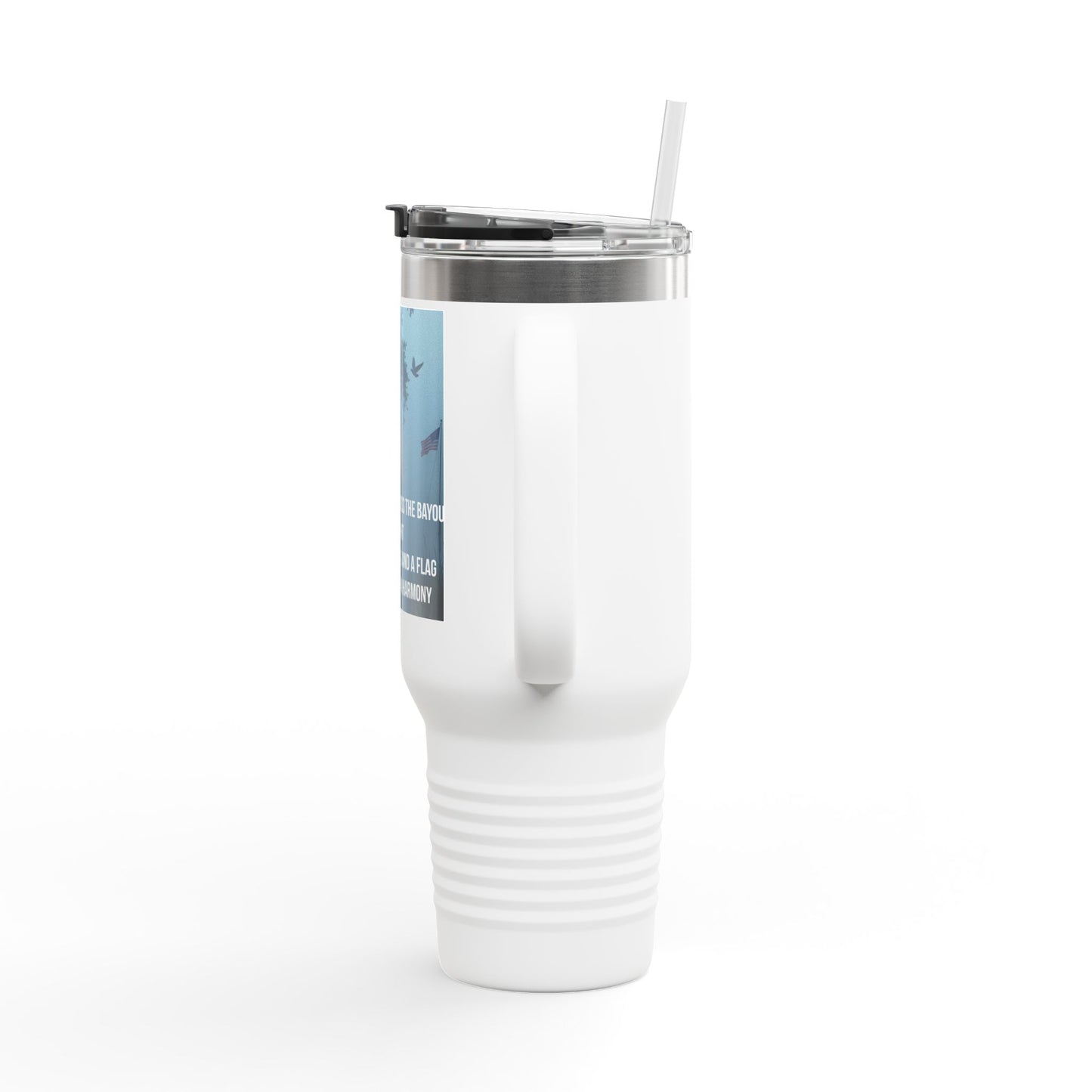 40oz Insulated Travel Mug — Scenic Sunset Peace Quote Design