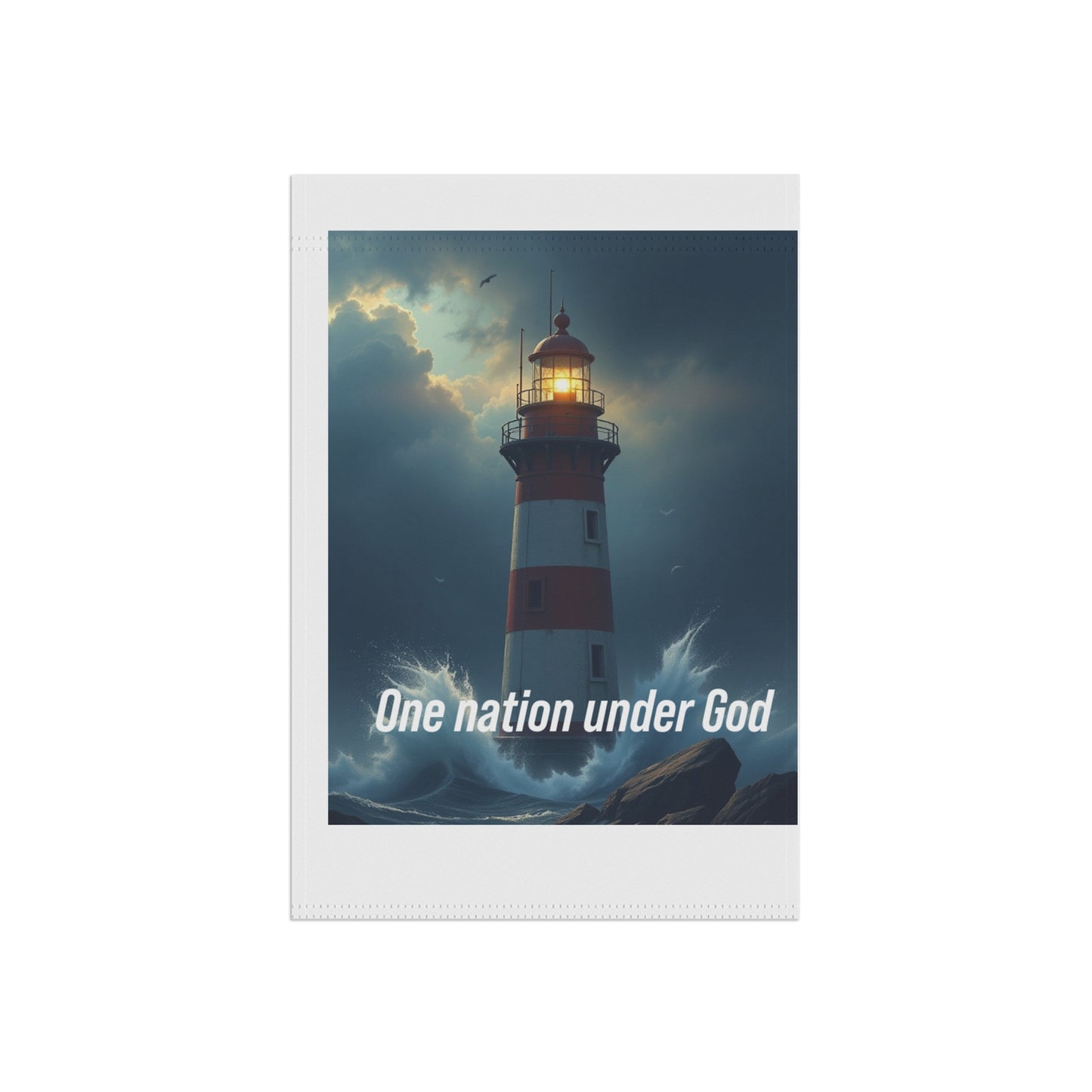 Lighthouse Garden Flag — "One Nation Under God" Patriotic Outdoor Banner