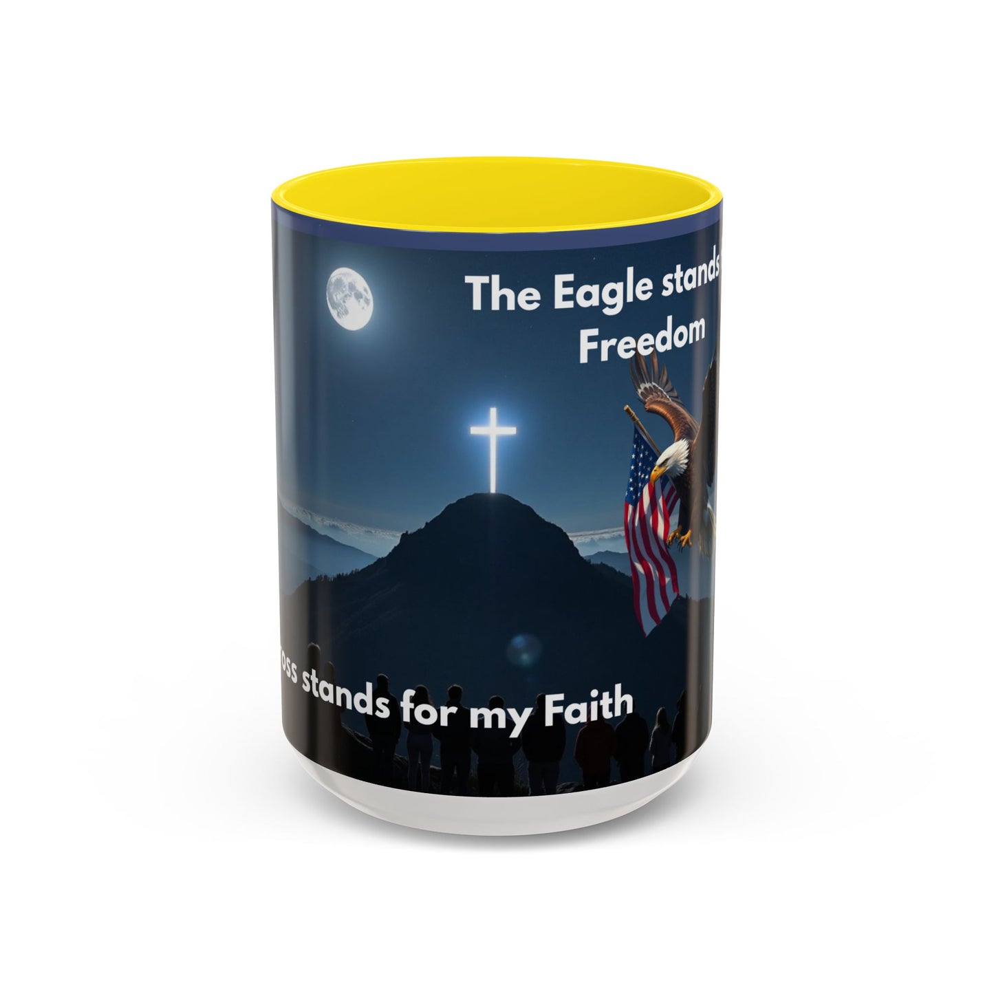 Patriotic Faith Coffee Mug — 'The Eagle Stands for Freedom' 11/15oz Accent Mug
