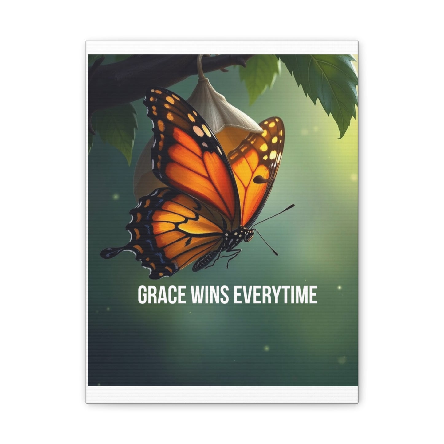 Canvas Print - 'Grace Wins Everytime' Monarch Butterfly Wall Art