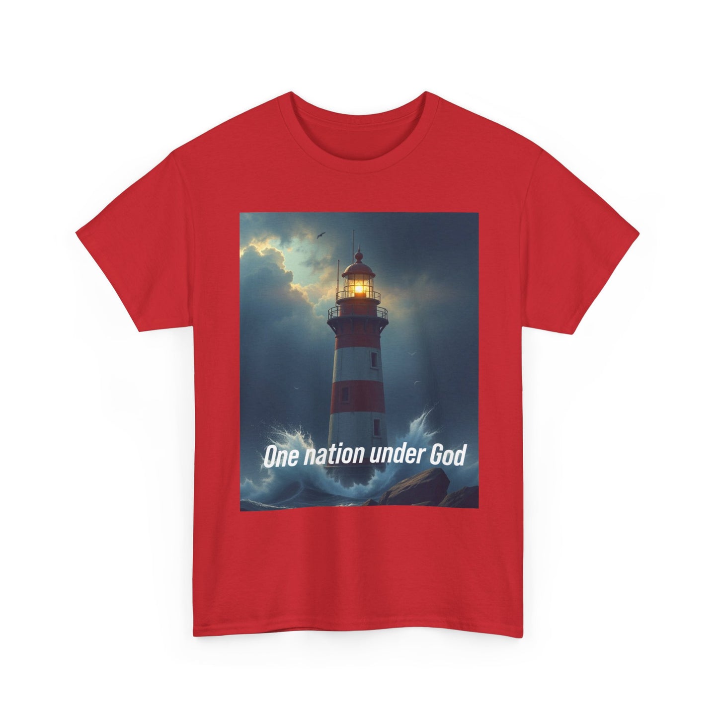Lighthouse 'One Nation Under God' Tee — Patriotic Faith Graphic T-Shirt