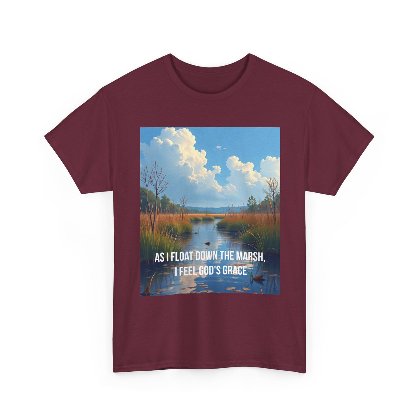 Marsh Landscape Tee — "As I Float Down the Marsh, I Feel God’s Grace"