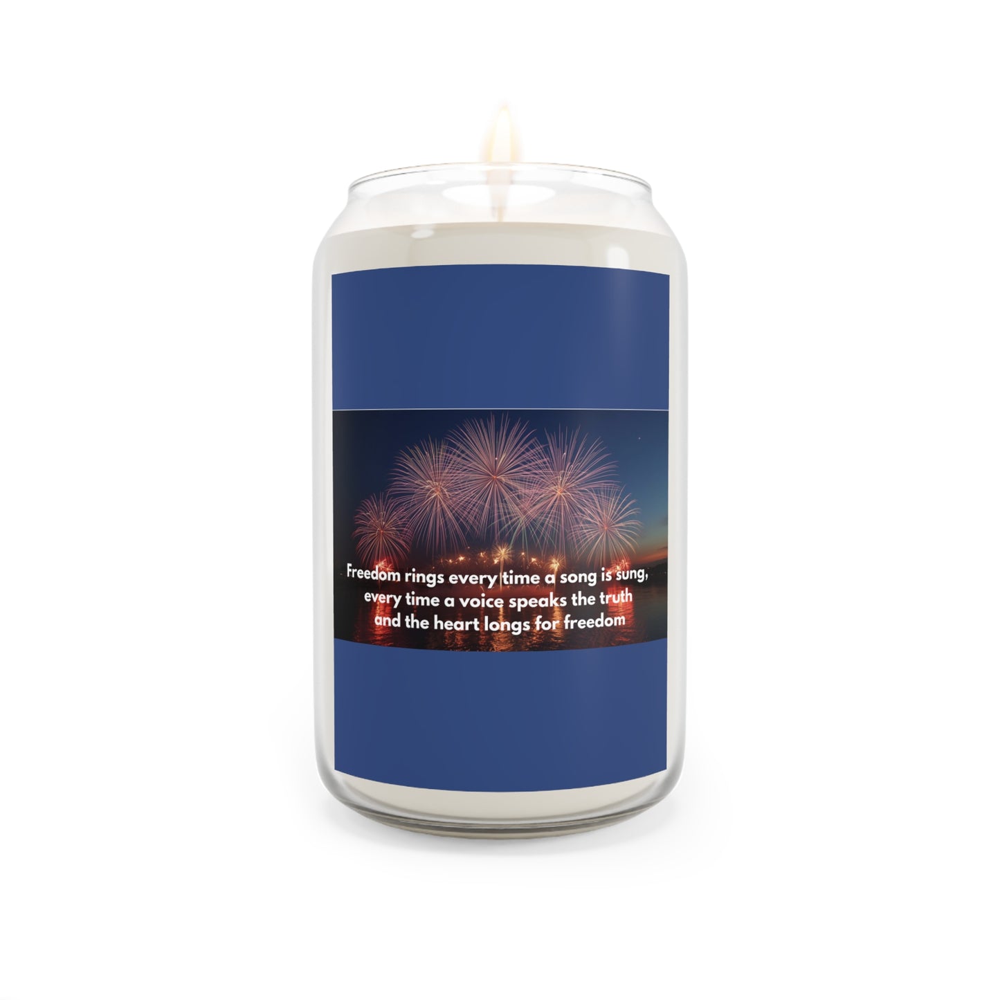 Patriotic Fireworks Soy Candle — 13.75oz Scented Candle with Freedom Quote
