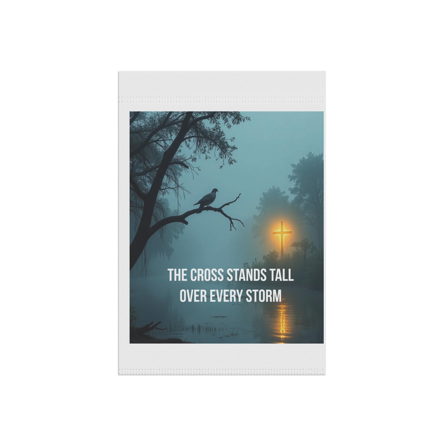 Faith Garden Flag — "The Cross Stands Tall Over Every Storm" Religious Outdoor Banner