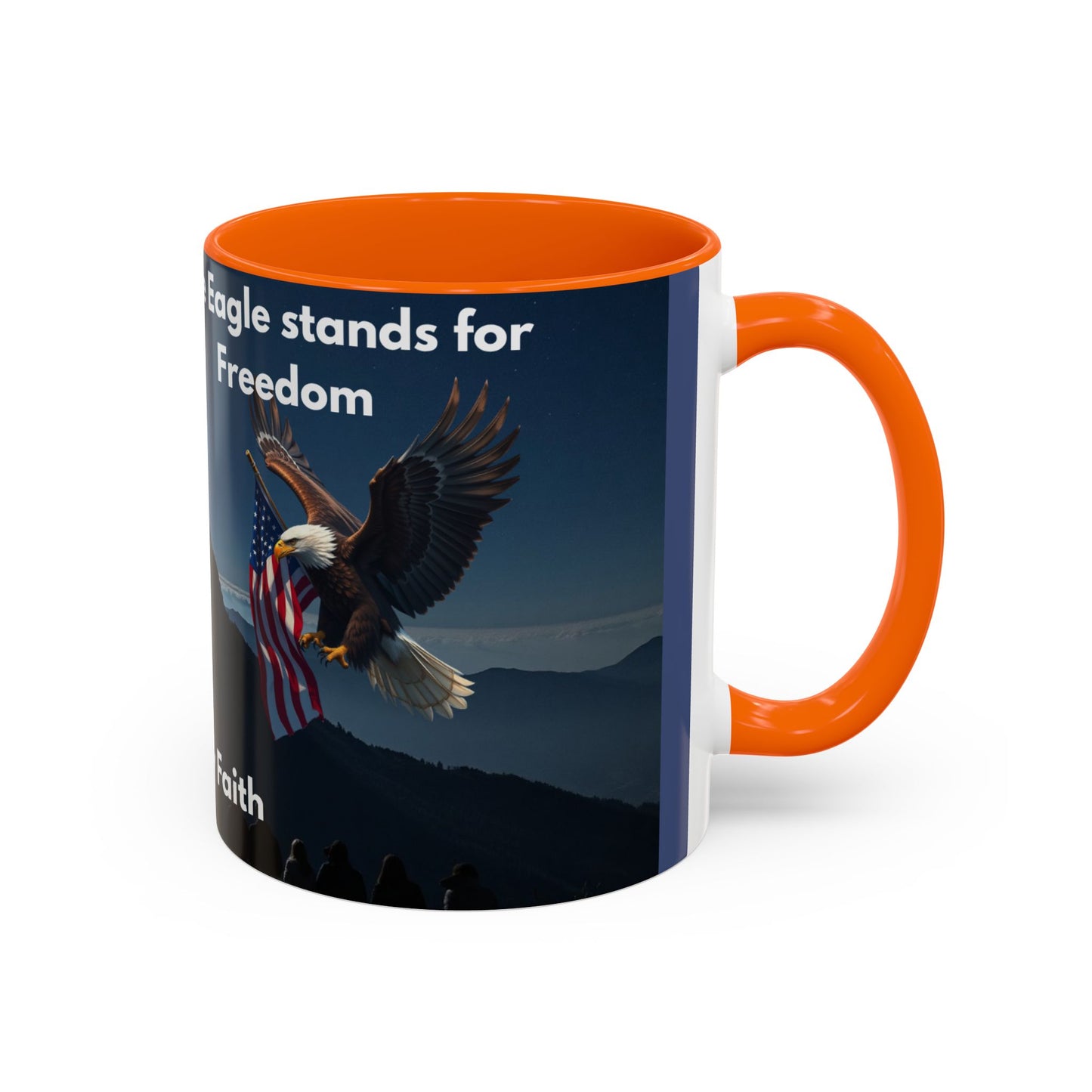 Patriotic Faith Coffee Mug — 'The Eagle Stands for Freedom' 11/15oz Accent Mug