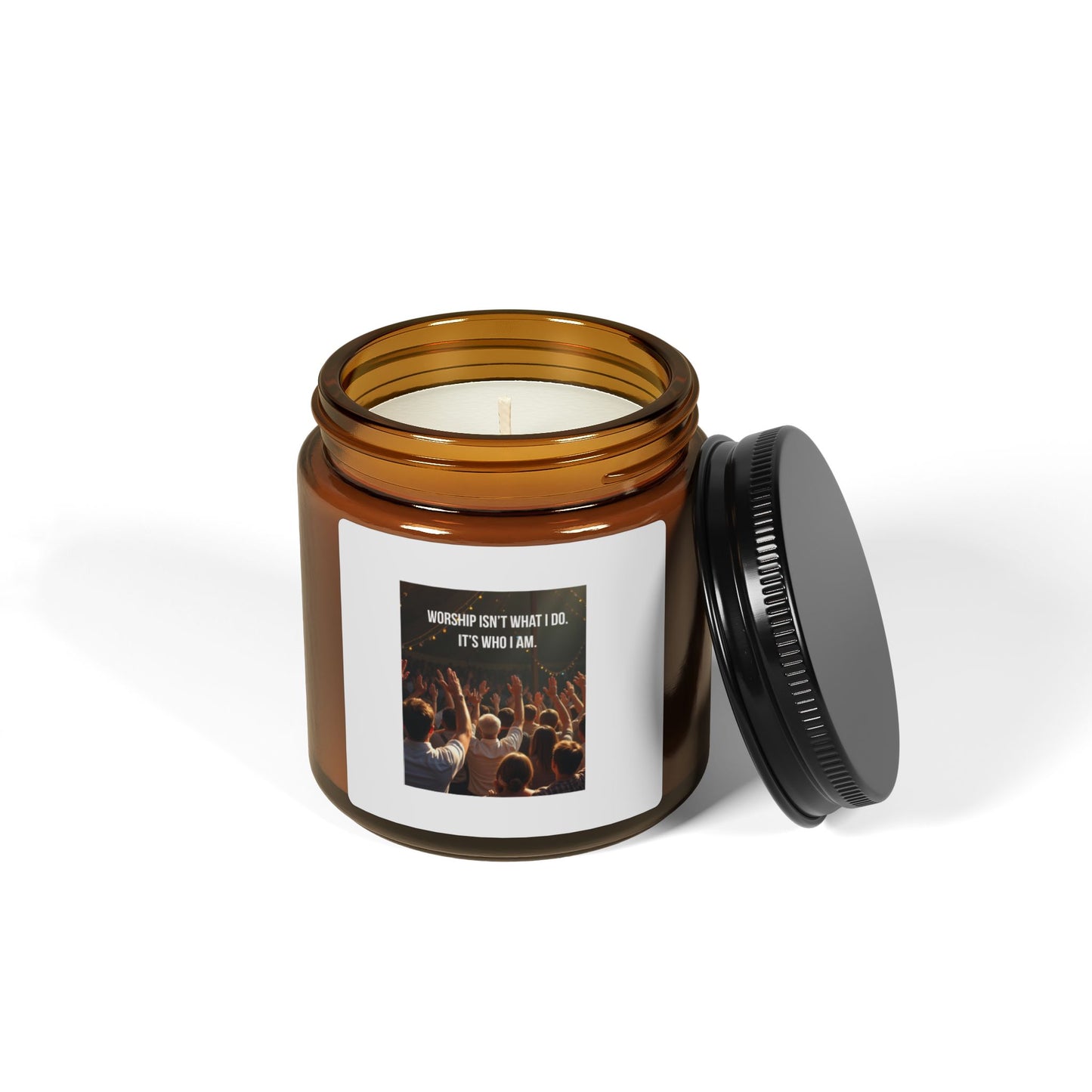 Scented Soy Candle — "Worship Isn’t What I Do, It’s Who I Am" Amber Jar
