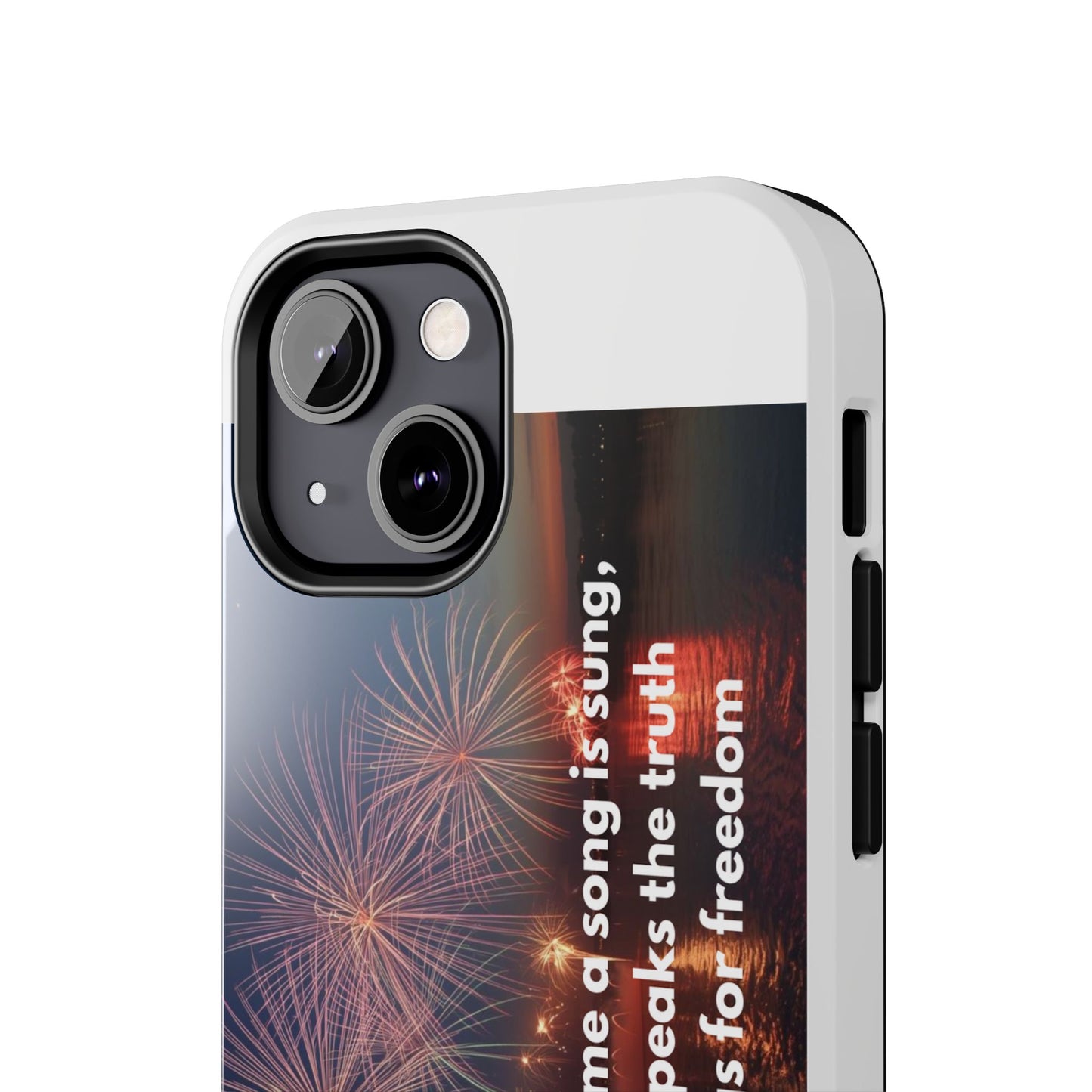 Patriotic Fireworks Tough Phone Case — "Freedom" Quote Protective Cover