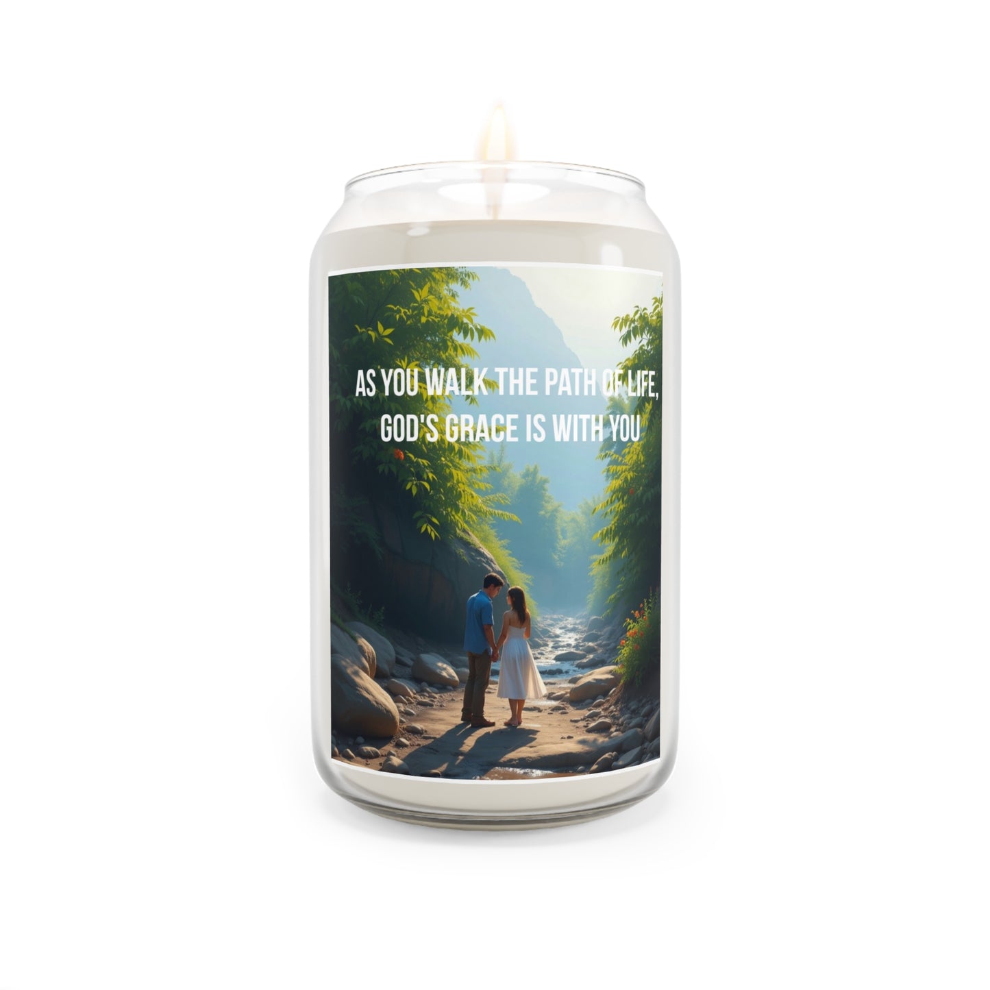 Inspirational Soy Candle — "As You Walk the Path of Life, God's Grace Is With You" (13.75oz)