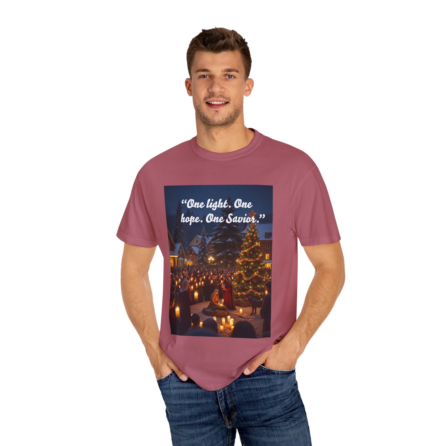 Unisex Garment-Dyed T-shirt with Inspirational Holiday Message, Festive Tee, Gift for Christmas, Family Gatherings, Holiday Celebrations