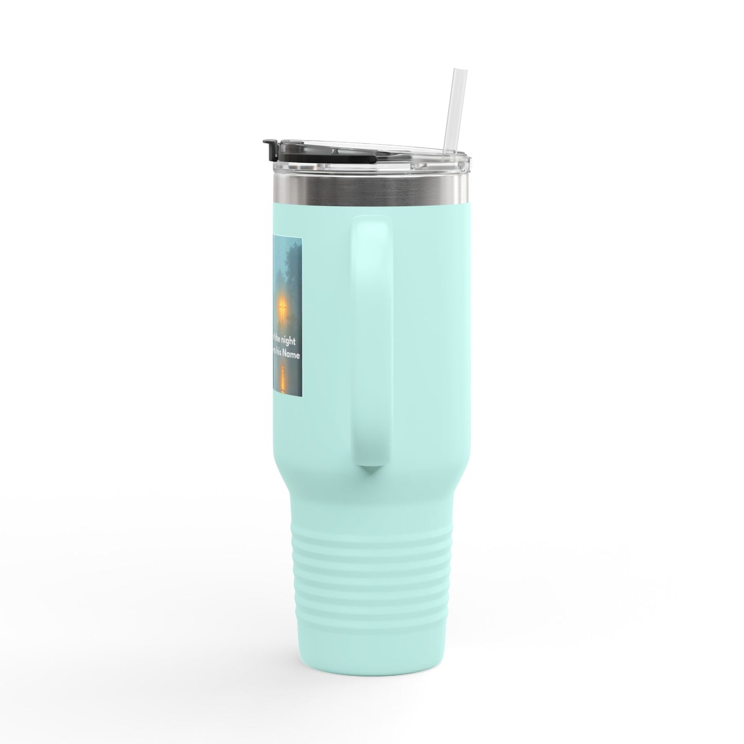 40oz Insulated Travel Mug — 'In the Stillness of the Night' Forest Quote Design